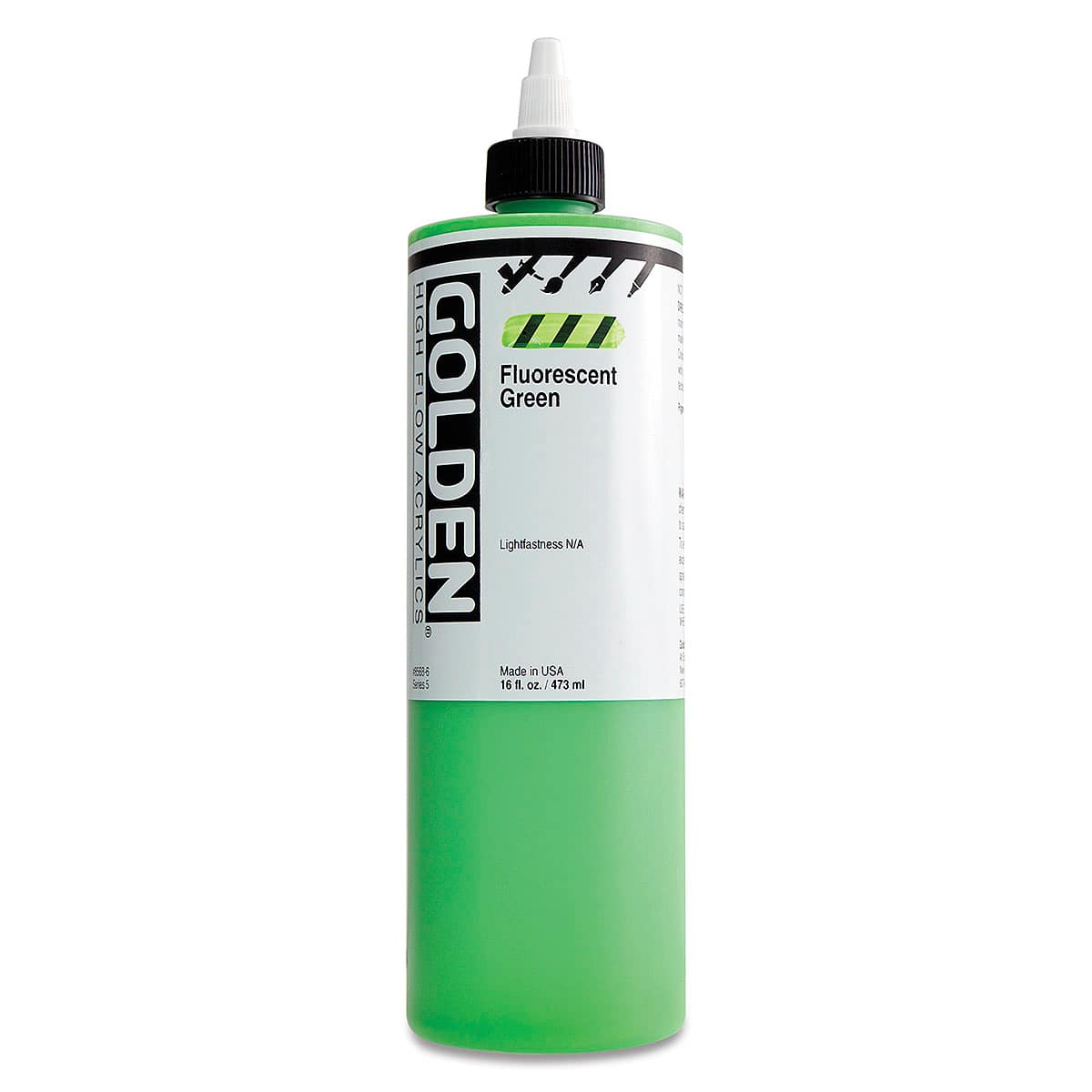 Golden High Flow Acrylics - Fluorescent Green, 16 oz bottle