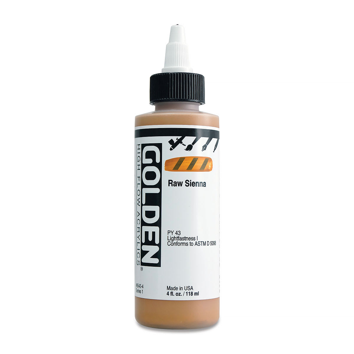 Golden High Flow Acrylics - Raw Sienna, 4 oz bottle
