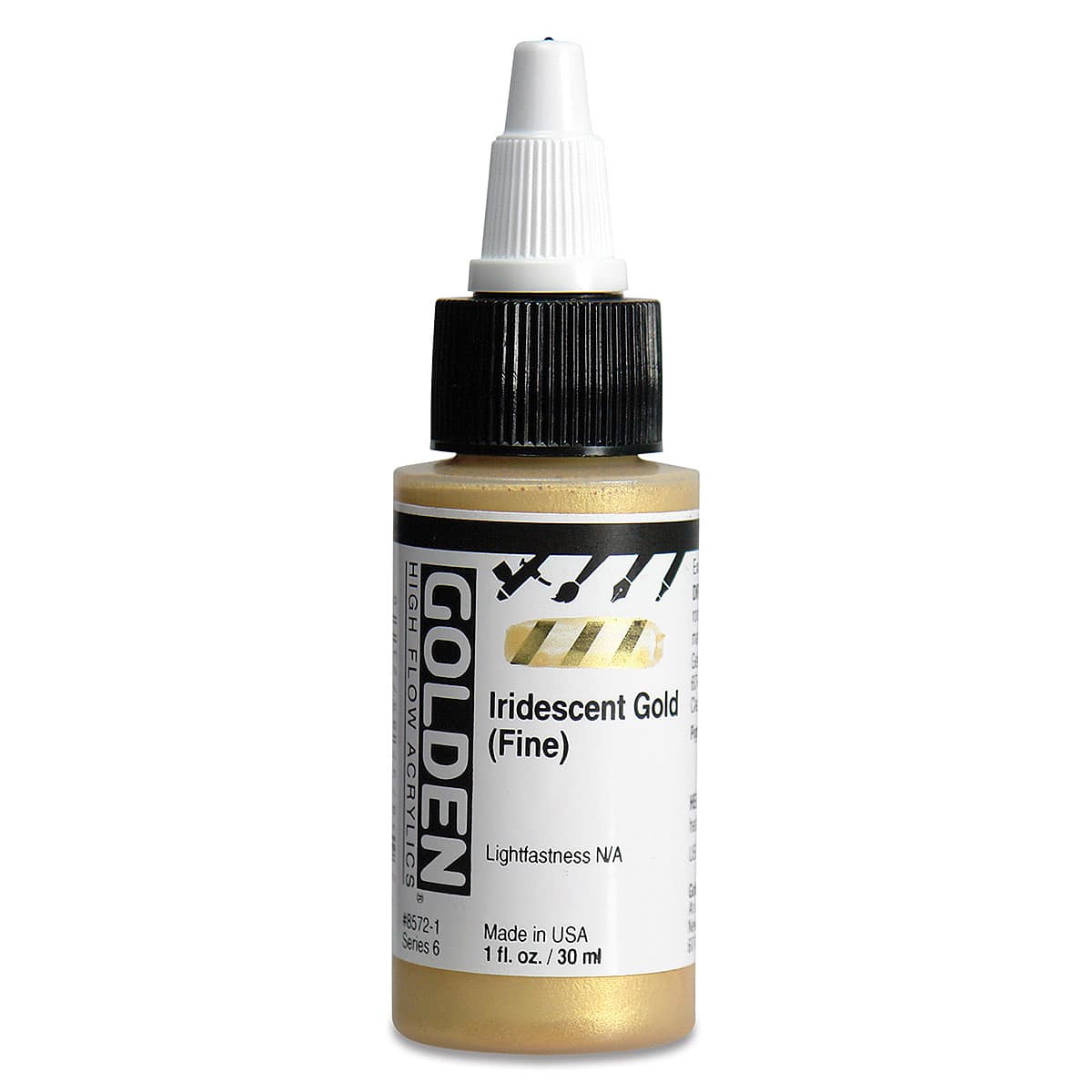 Golden High Flow Acrylics - Iridescent Gold (Fine), 1 oz bottle