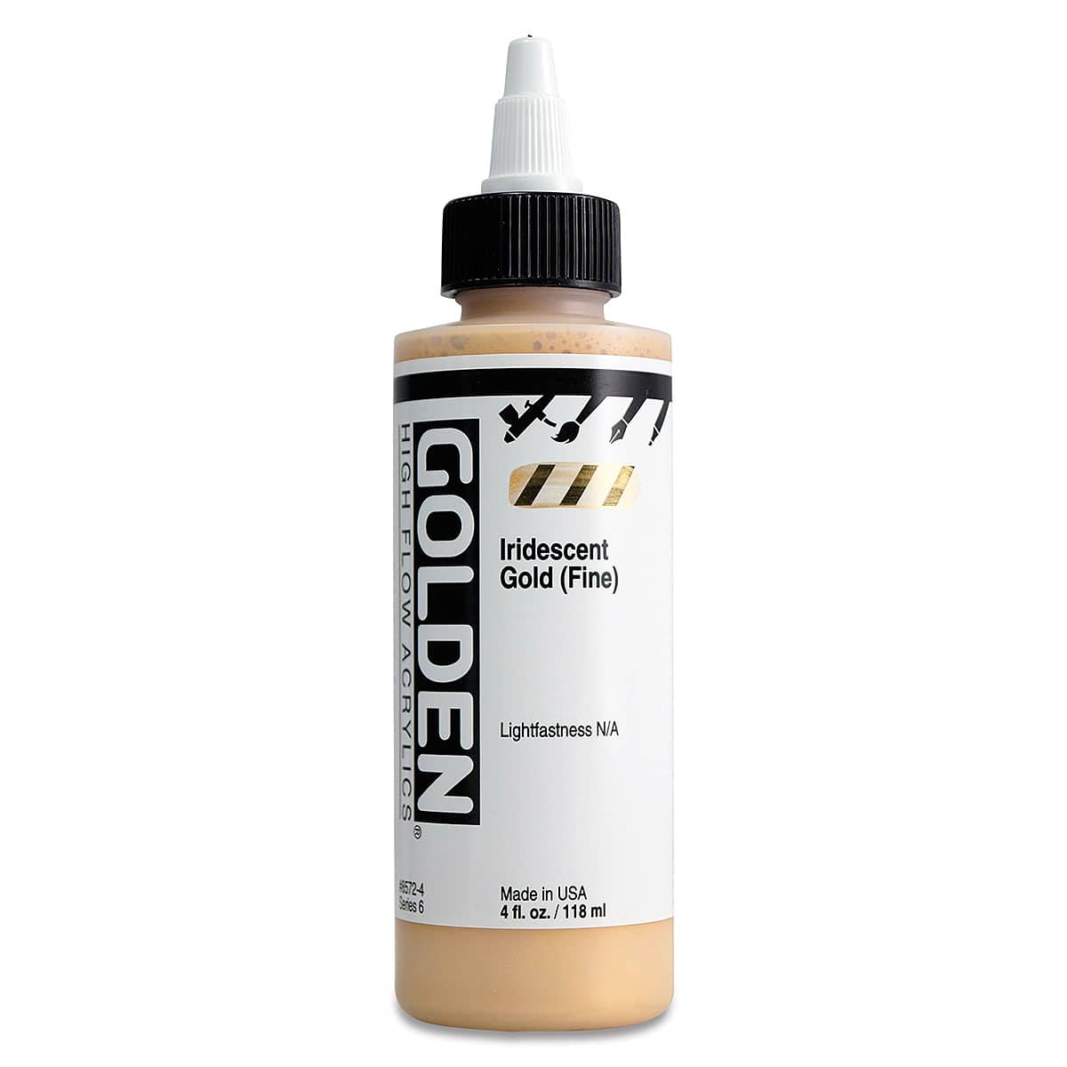Golden High Flow Acrylics - Iridescent Gold (Fine), 4 oz bottle