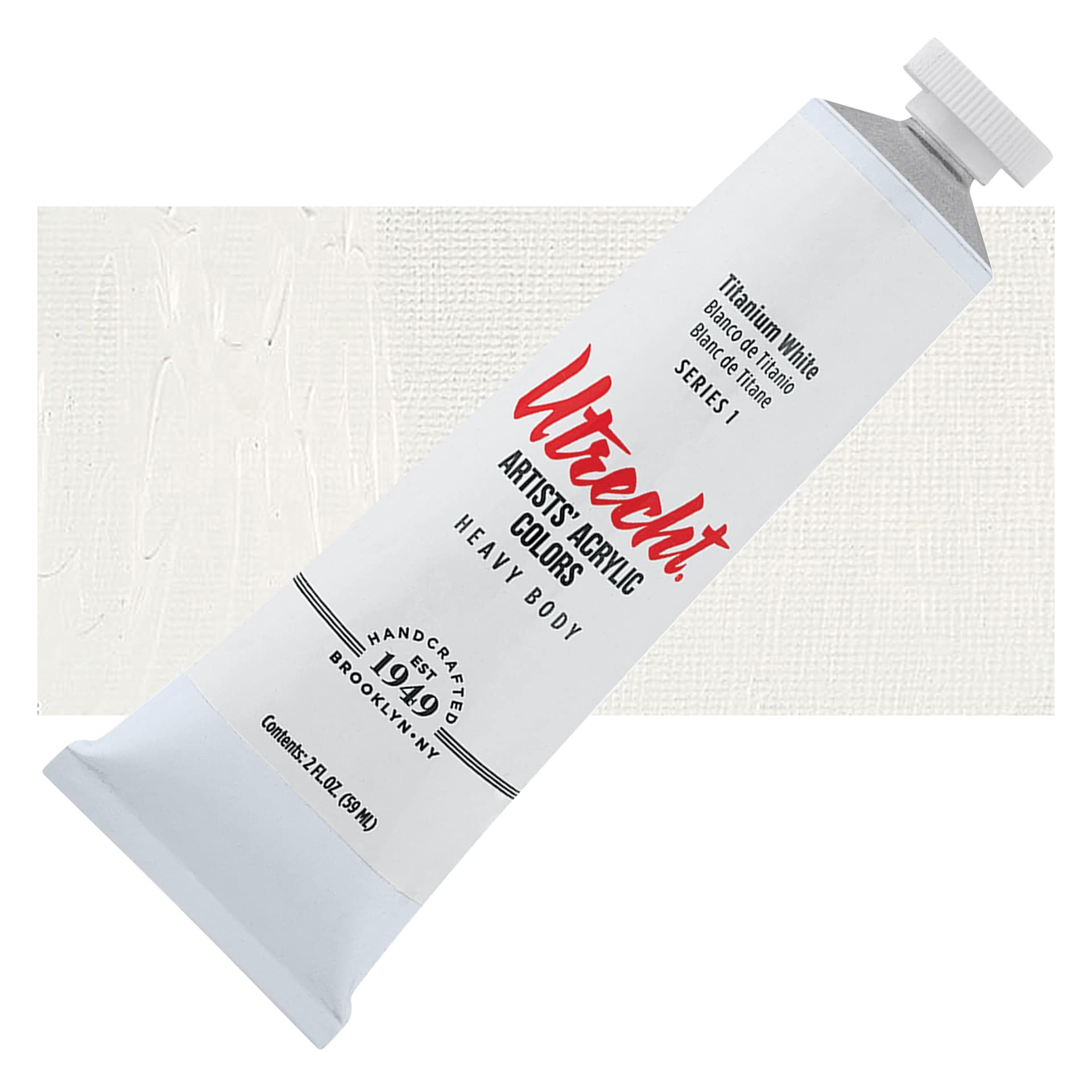Utrecht Artists' Acrylic Paint - Titanium White, 2 oz tube and swatch