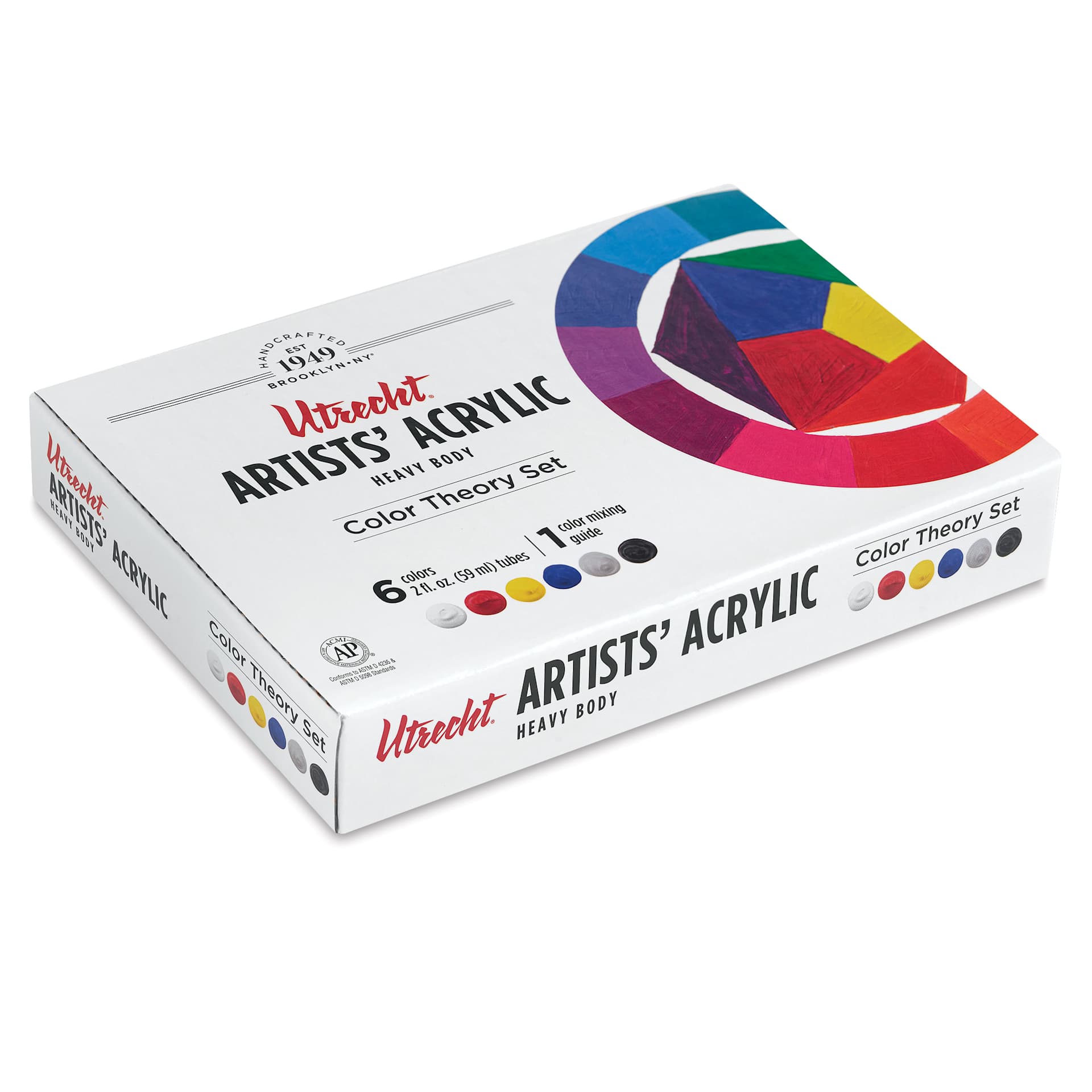 Utrecht Artists' Acrylic Paints - Set of 6, Color Theory, 59 ml, laid flat