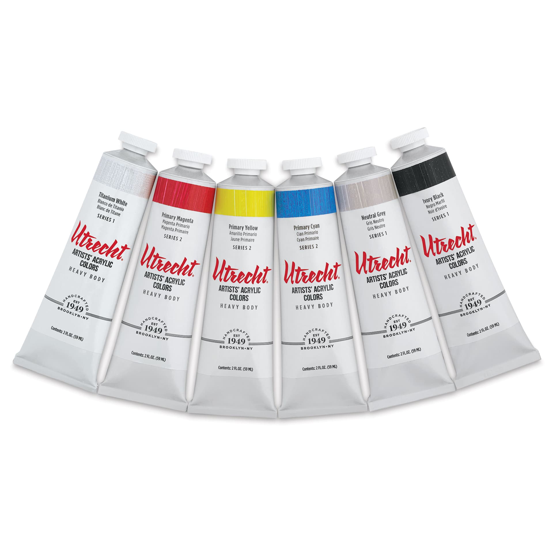 Utrecht Artists' Acrylic Paints - Set of 6, Color Theory, 59 ml, contents