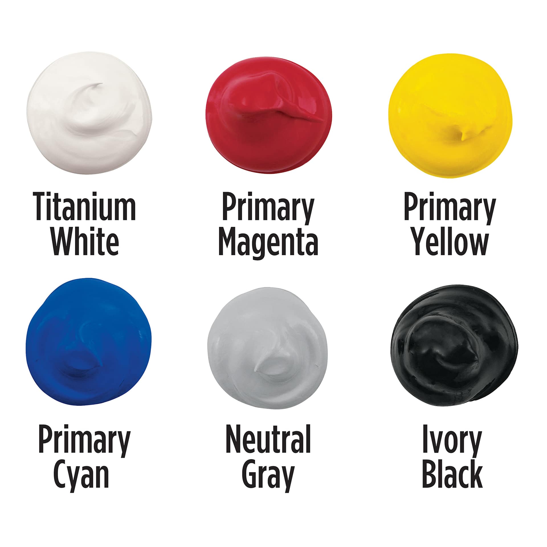 Utrecht Artists' Acrylic Paints - Color Theory, Set of 6, swatches