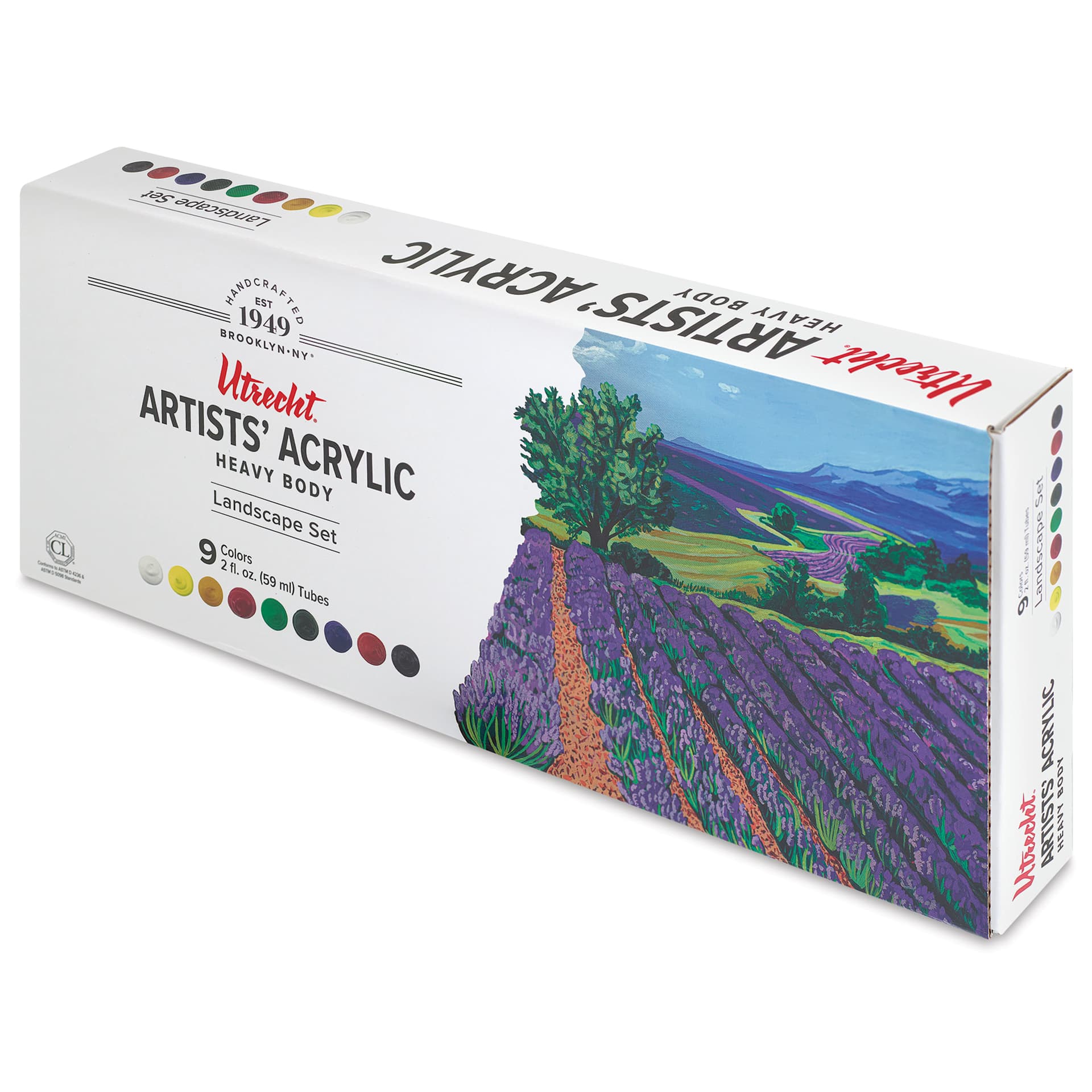 Utrecht Artists' Acrylic Paints - Set of 9, Landscape Colors, 59 ml, packaging Utrecht Artists' Acrylic Paints - Set of 9, Landscape Colors, 59 ml, packaging