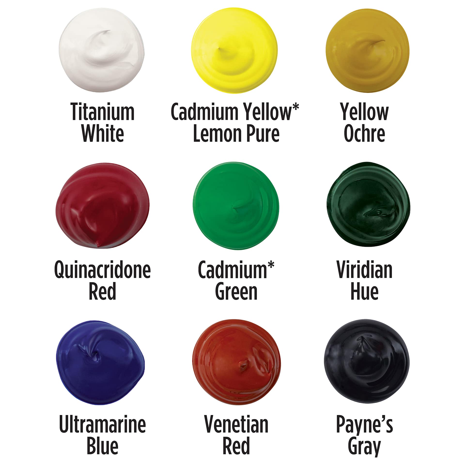 Utrecht Artists' Acrylic Paints - Landscape, Set of 9 swatches of color Utrecht Artists' Acrylic Paints - Landscape, Set of 9 swatches of color