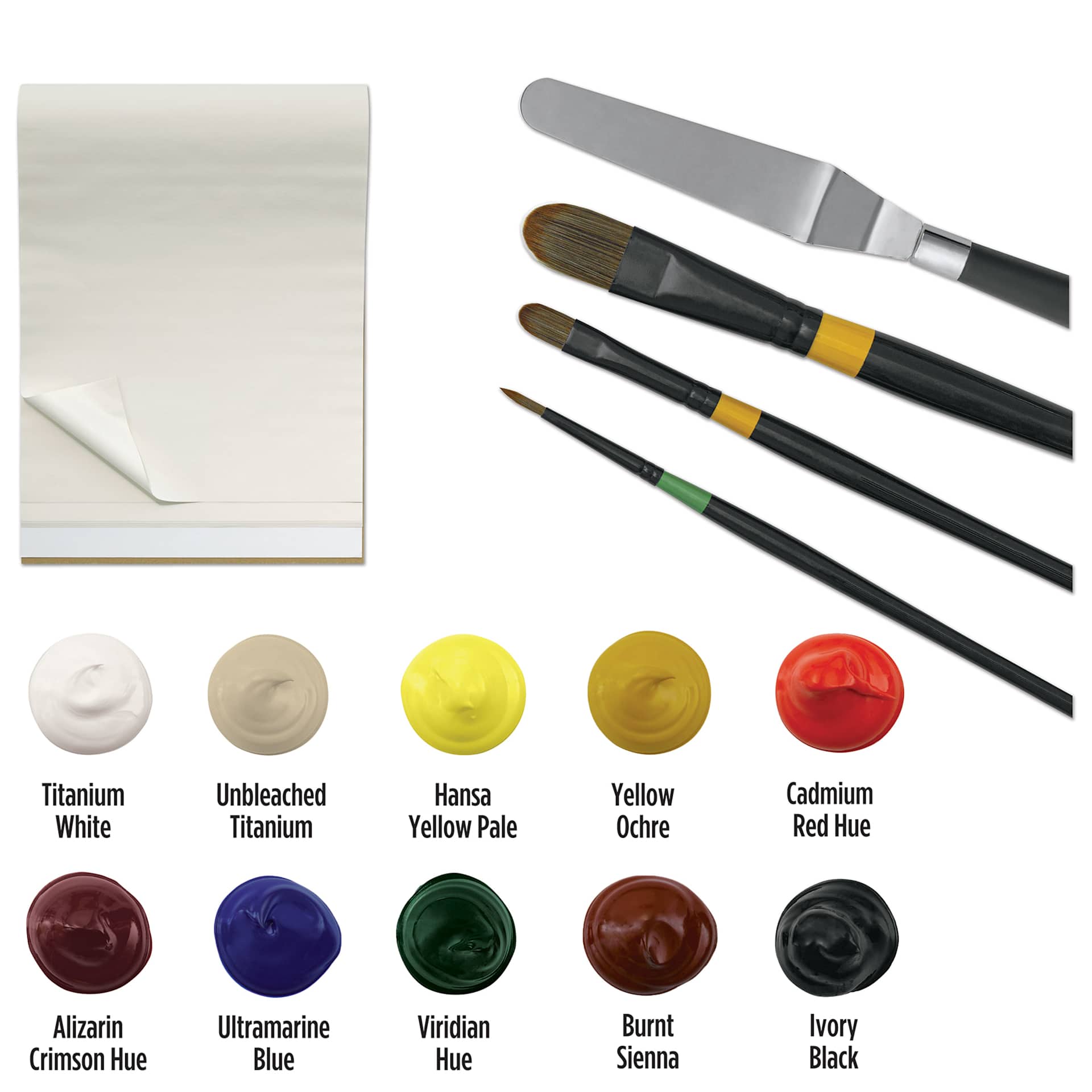 Utrecht Artists' Acrylic Paints - Signature Set paint close-up of brushes and paint
