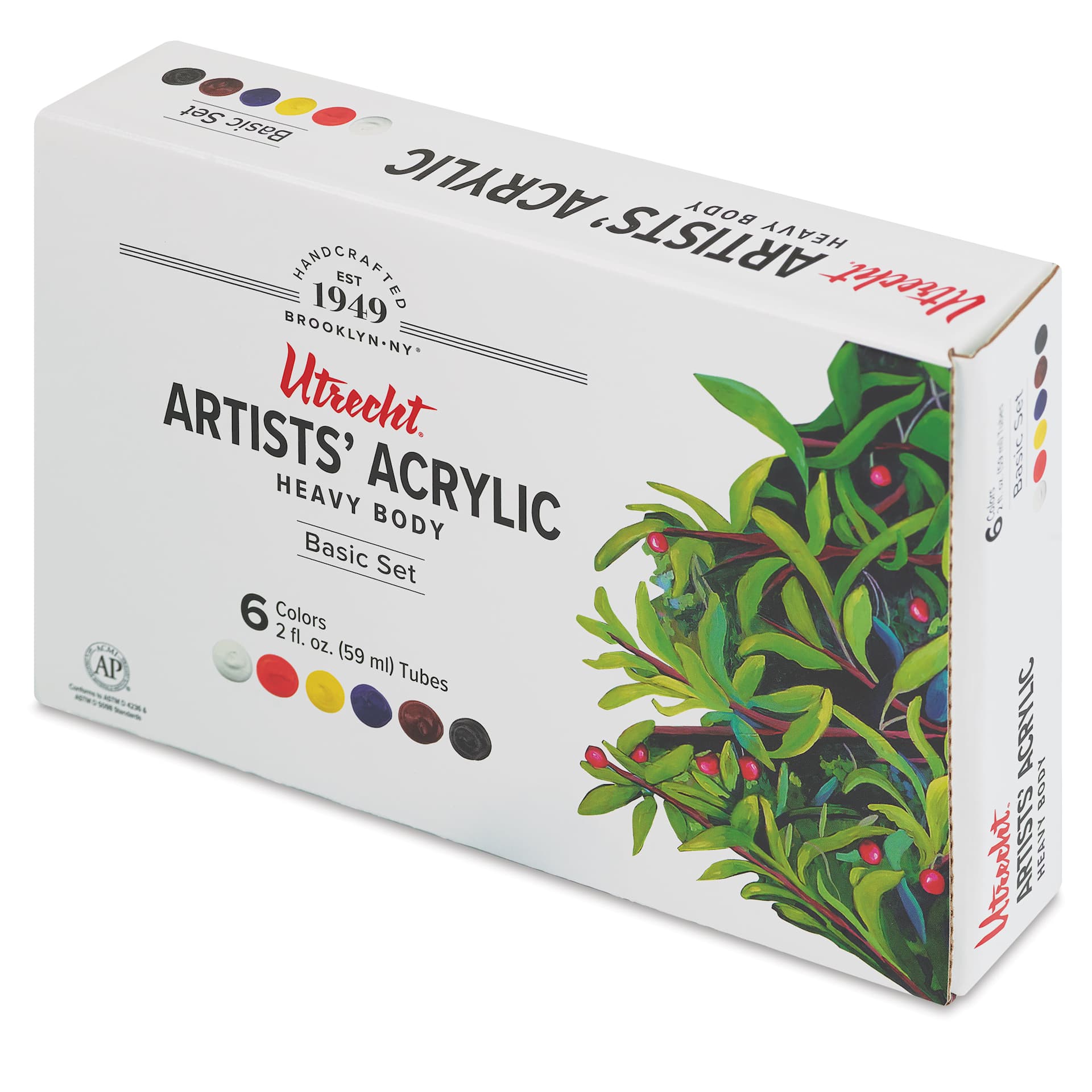Utrecht Artists' Acrylic Paints - Set of 6, Basic Colors, 59 ml