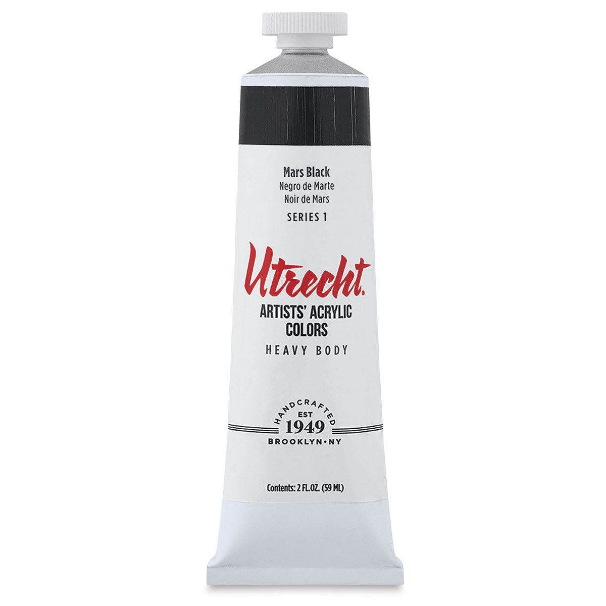 Utrecht Artists' Acrylic Paint - Mars Black, 2 oz tube