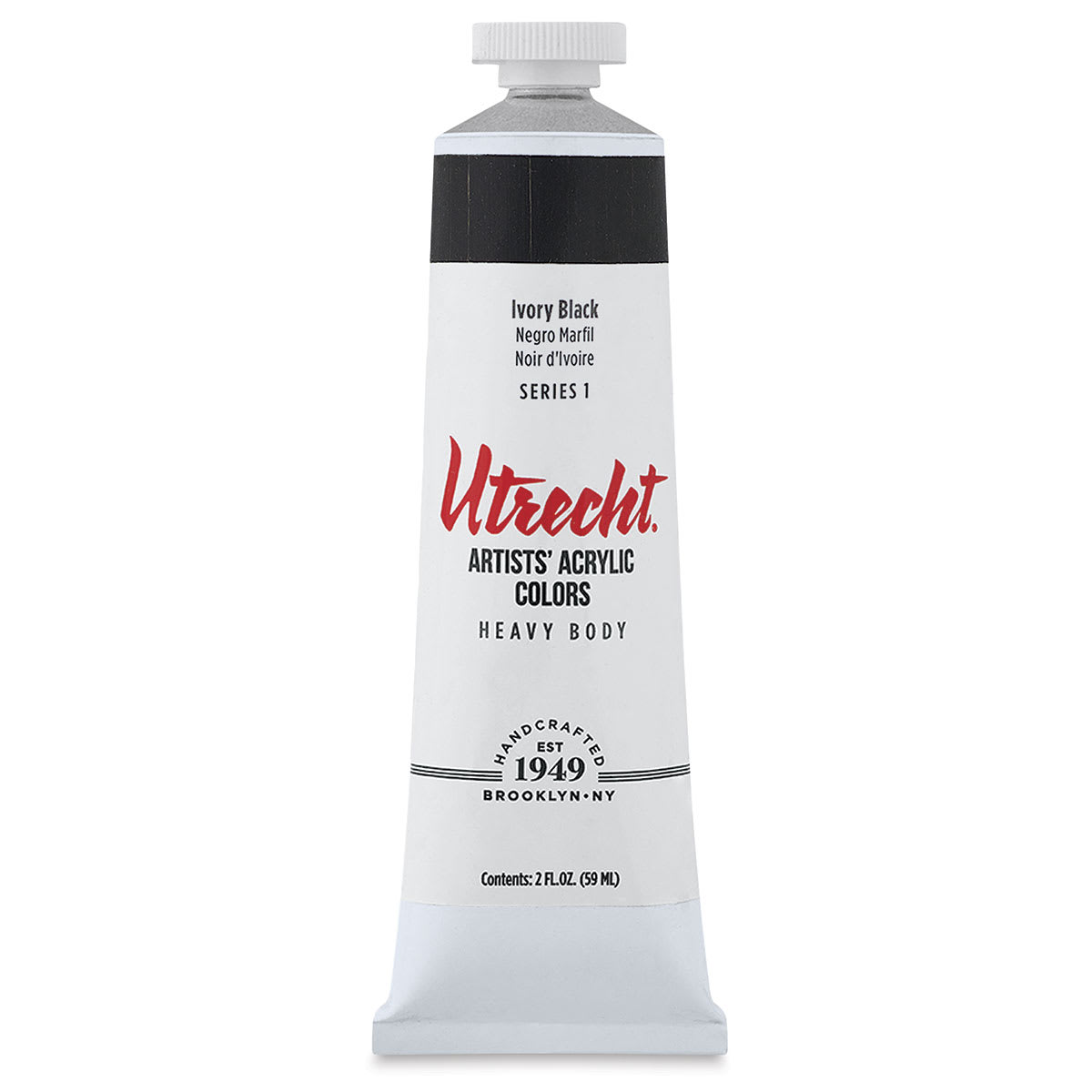 Utrecht Artists' Acrylic Paint - Ivory Black, 2 oz tube