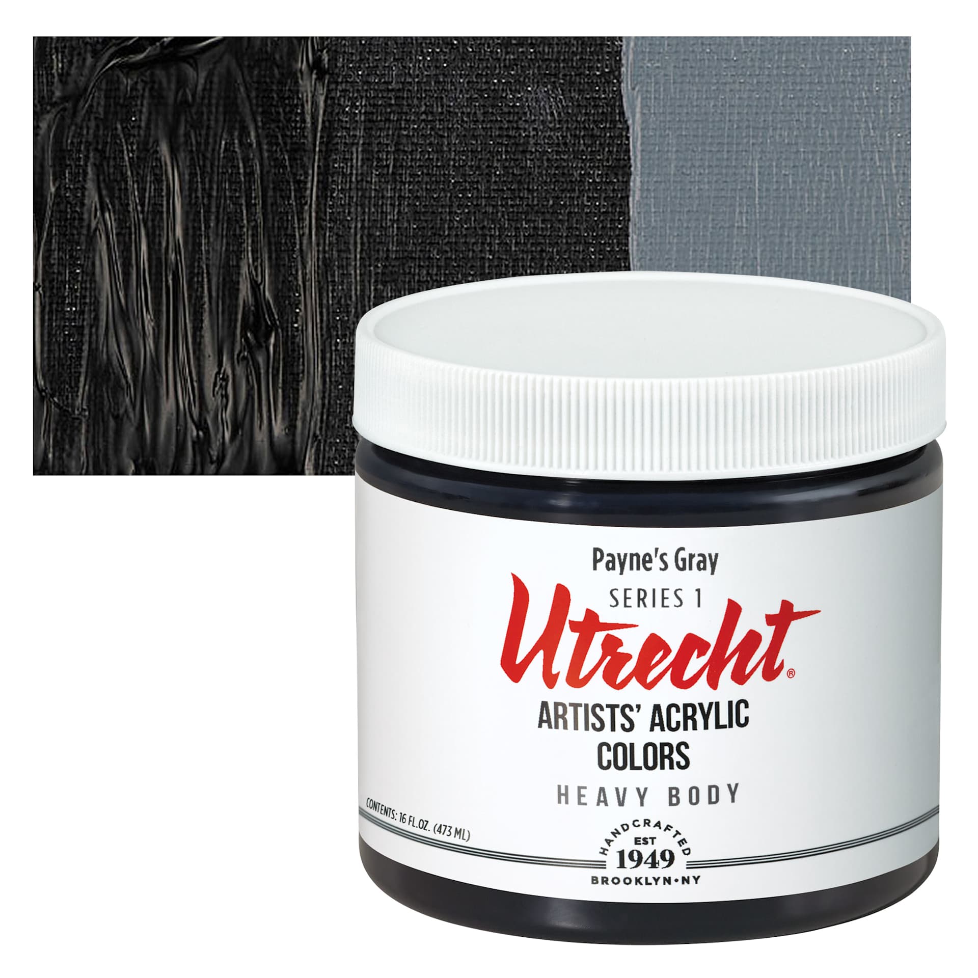 Utrecht Artists' Acrylic Paint - Payne's Gray, Pint and swatch