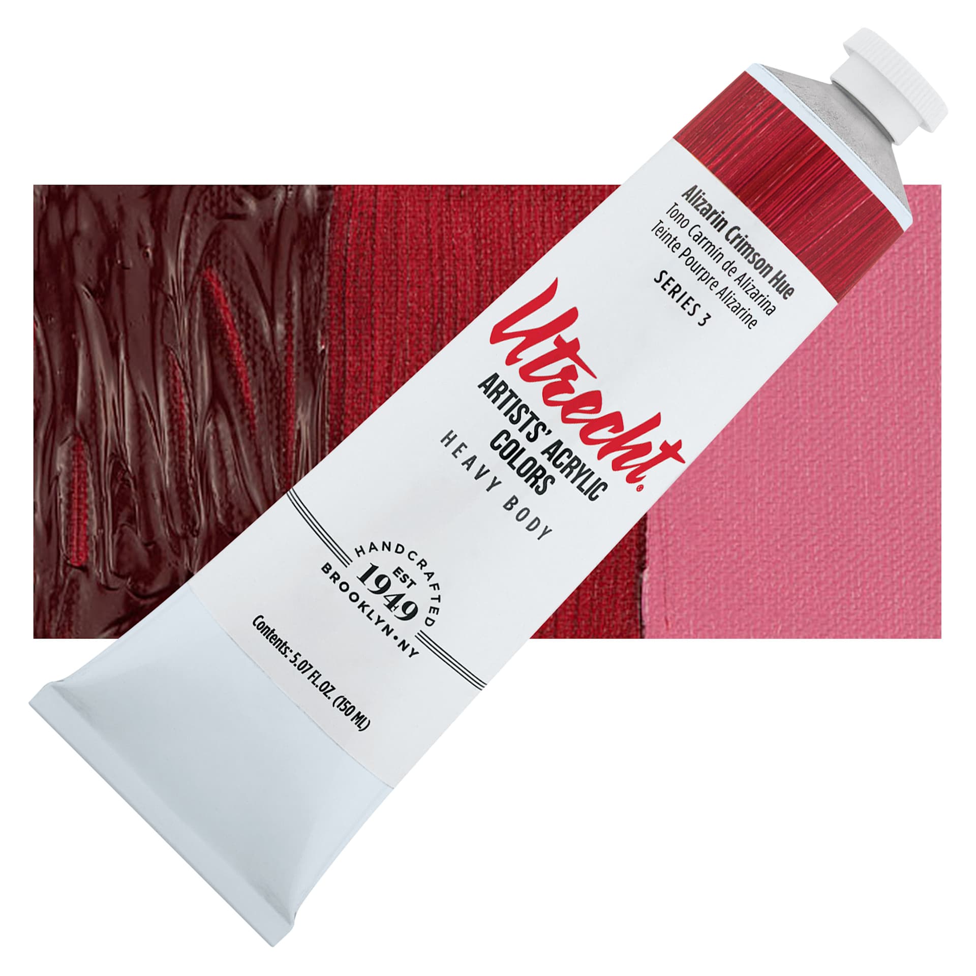 Utrecht Artists' Acrylic Paint - Alizarin Crimson Hue, 5 oz tube and swatch