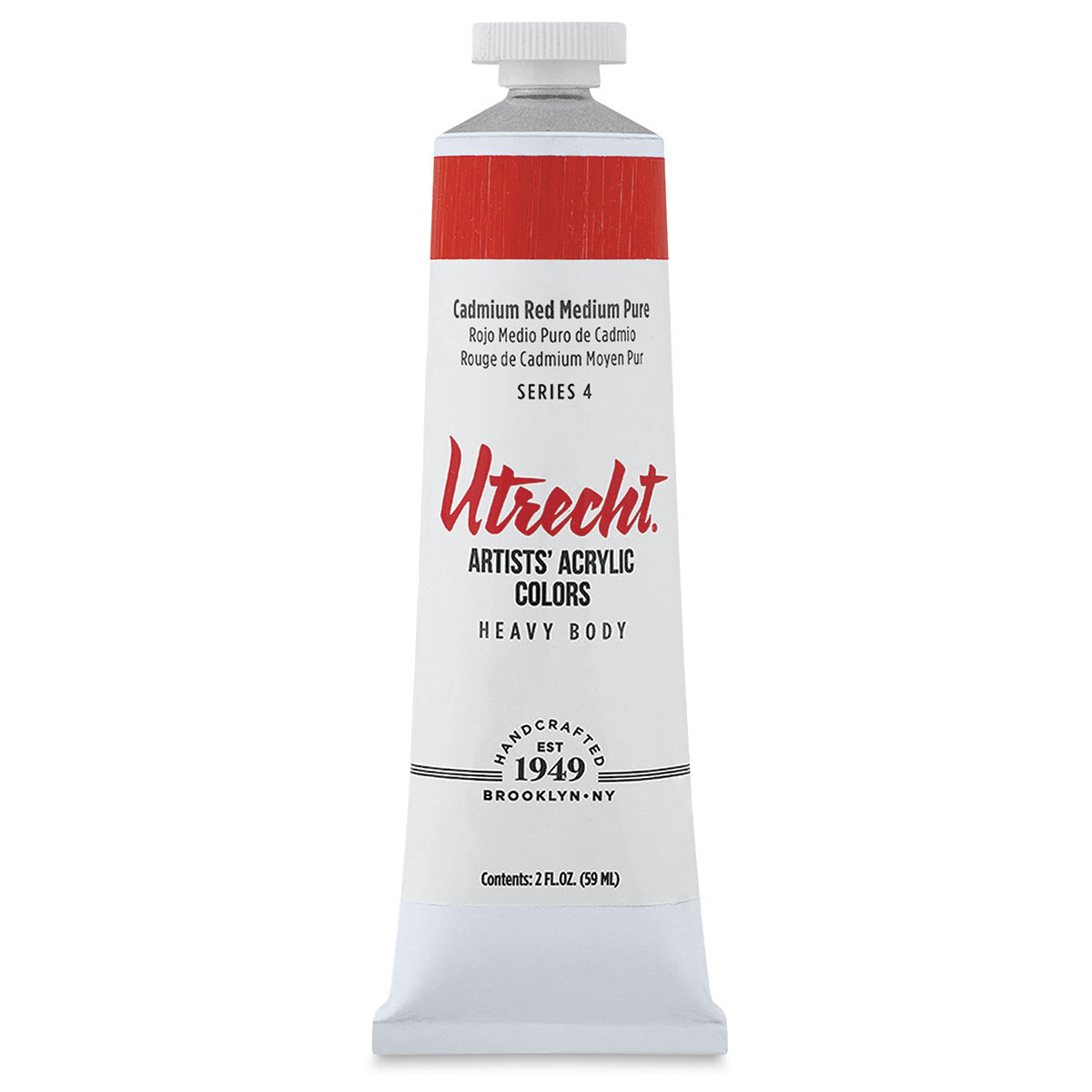 Utrecht Artists' Acrylic Paint - Cadmium Red Medium, 2 oz tube