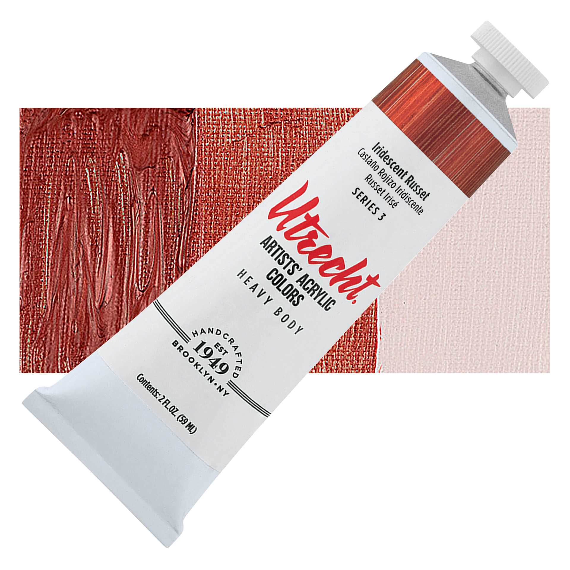Utrecht Artists' Acrylic Paint - Iridescent Russet, 2 oz tube and swatch