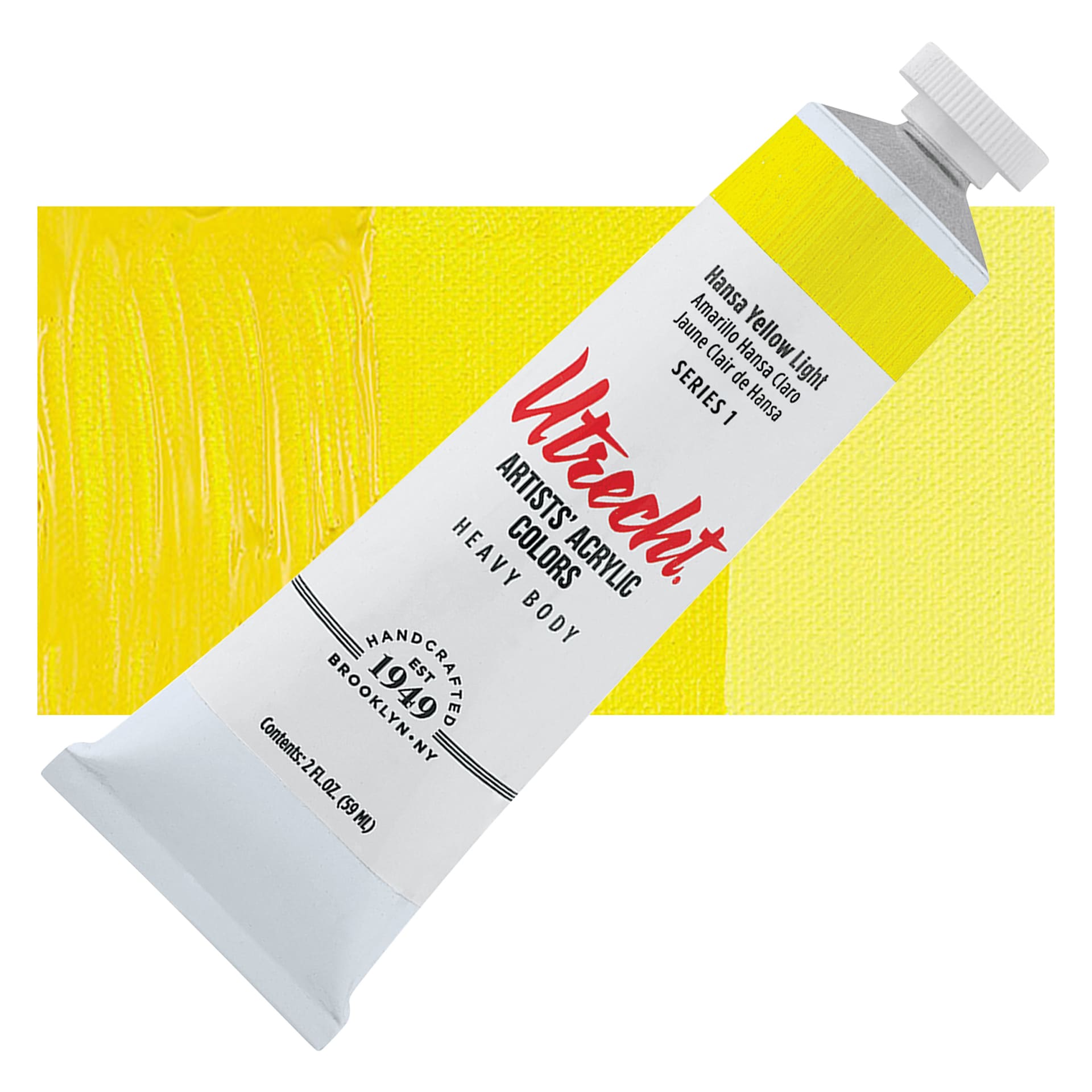 Utrecht Artists' Acrylic Paint - Hansa Yellow Light, 2 oz tube and swatch