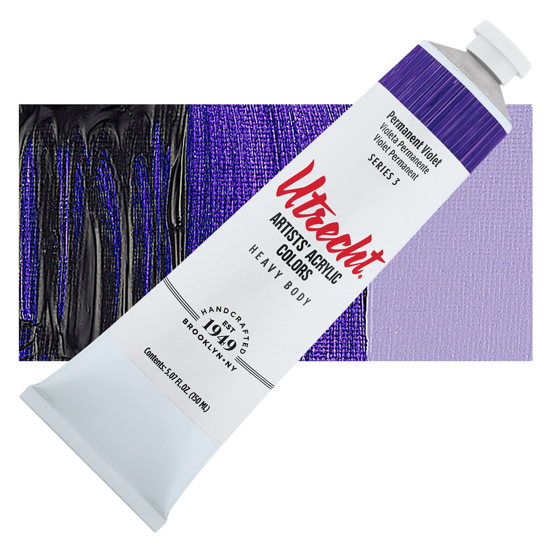 Utrecht Artists' Acrylic Paint - Permanent Violet, 5 oz tube and swatch