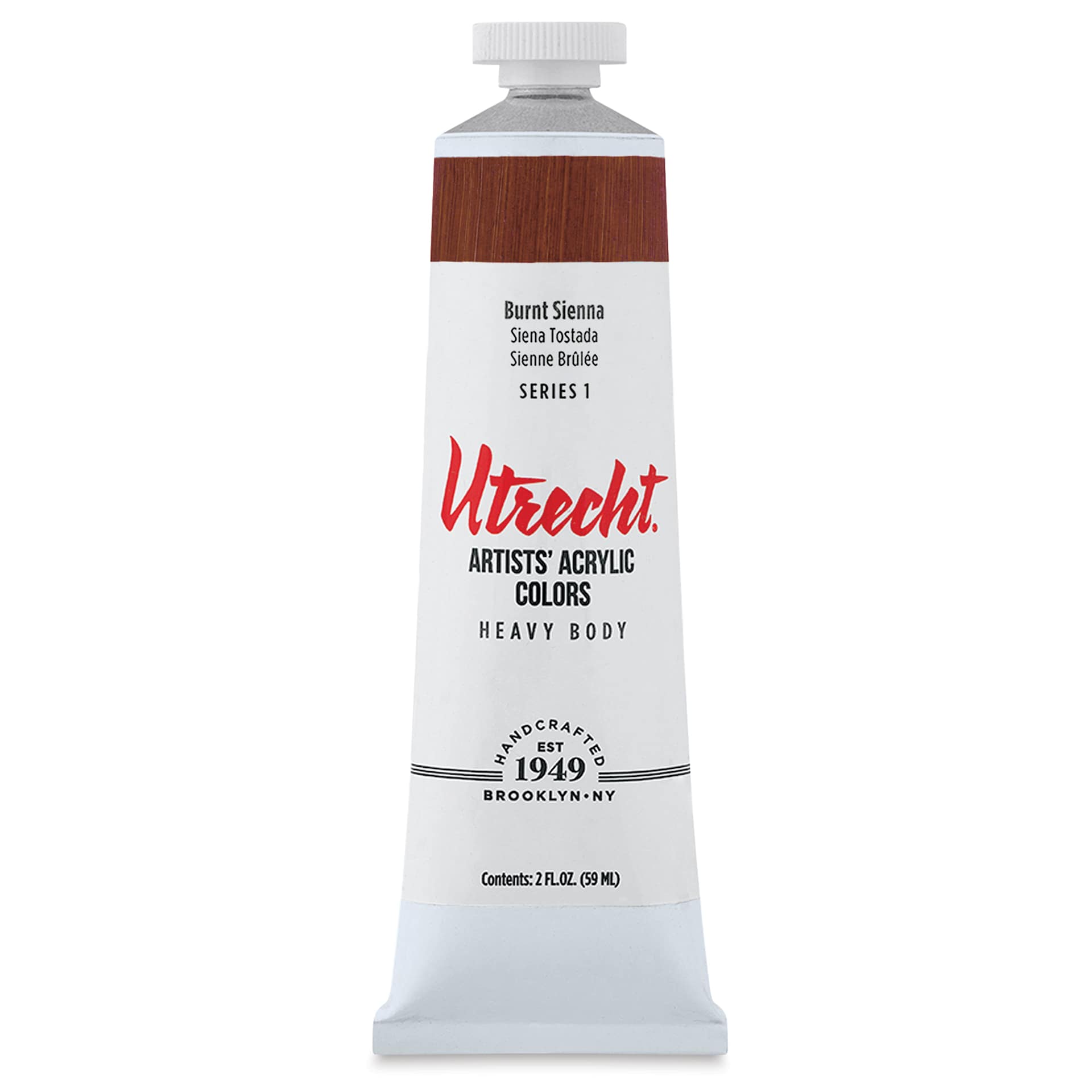 Utrecht Artists' Acrylic Paint - Burnt Sienna, 2 oz tube