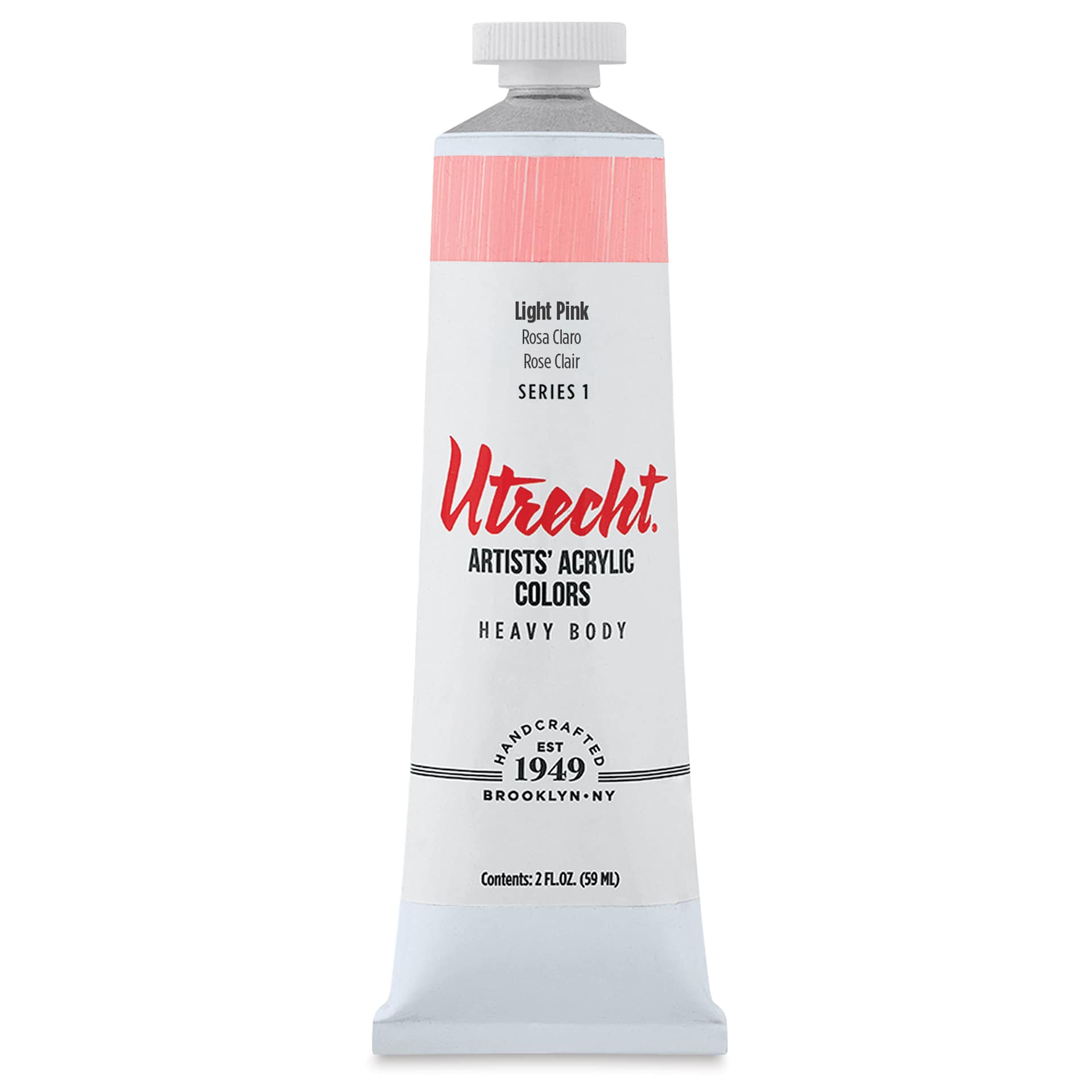 Utrecht Artists' Acrylic Paint - Light Pink, 2 oz tube