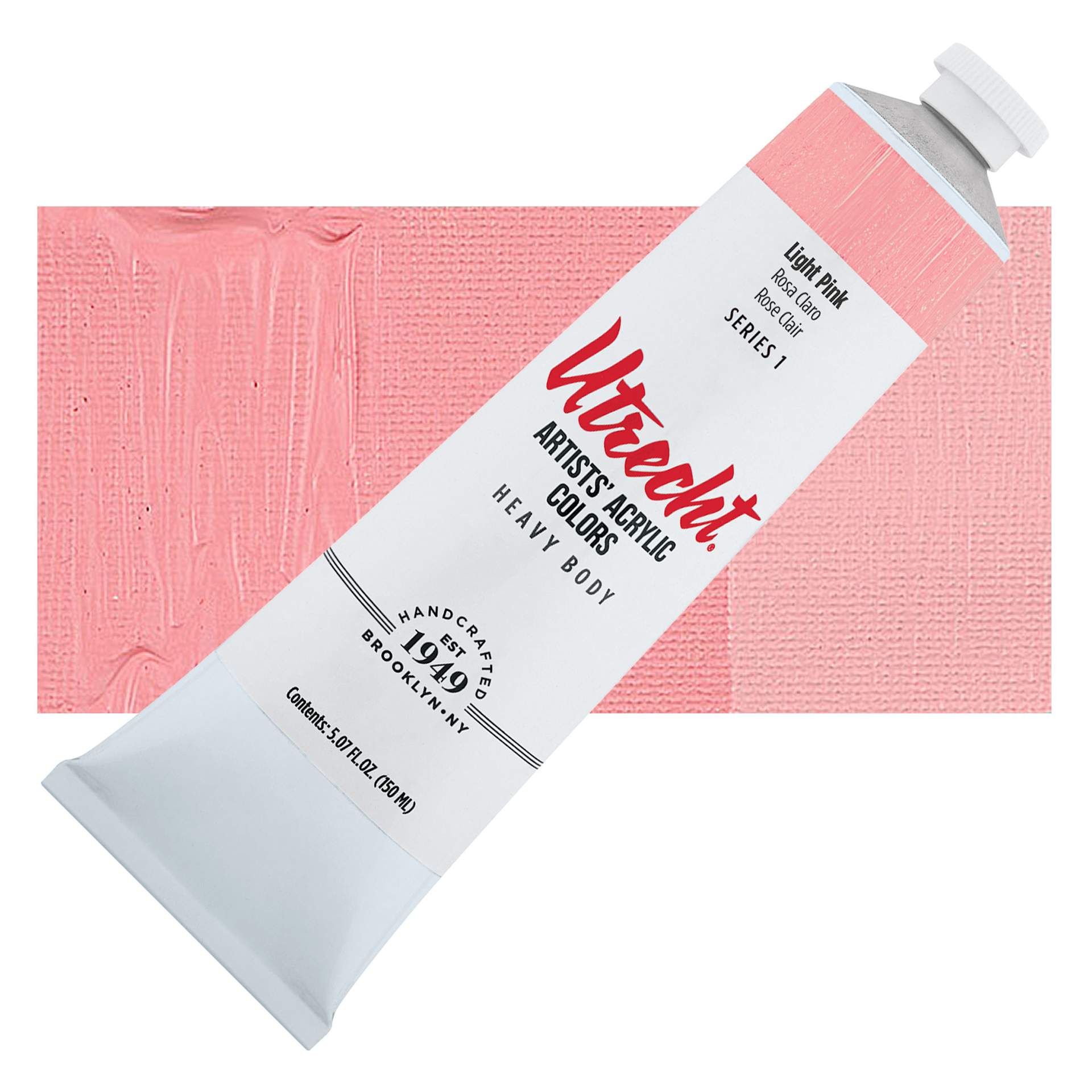 Utrecht Artists' Acrylic Paint - Light Pink, 5 oz tube and swatch