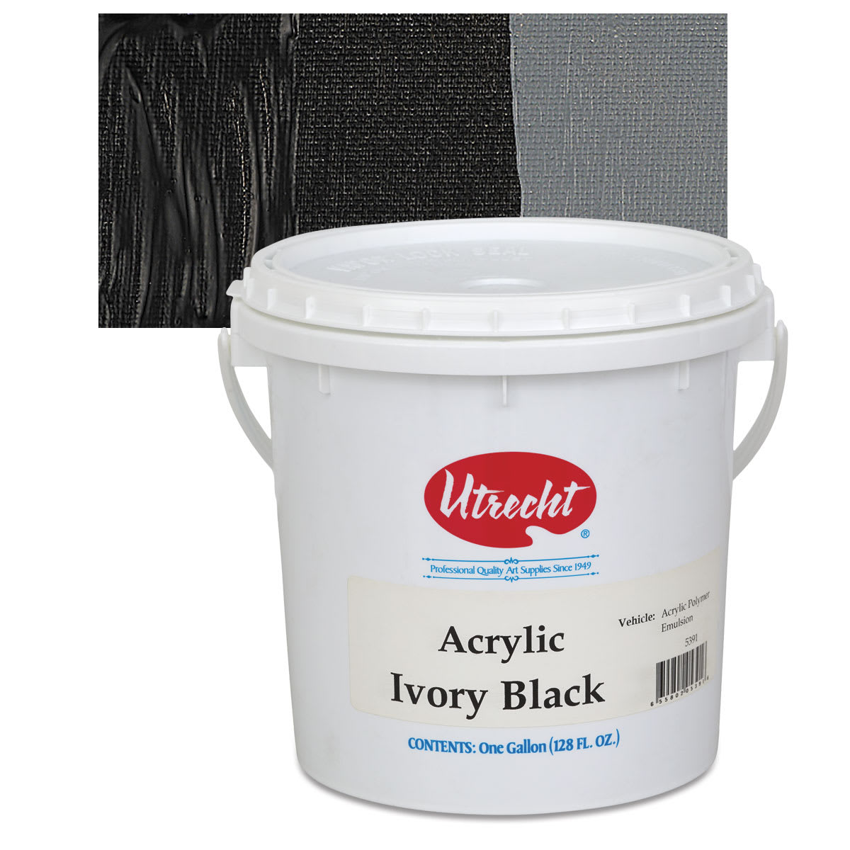 Utrecht Artists' Acrylic Paint - Ivory Black, Gallon and swatch