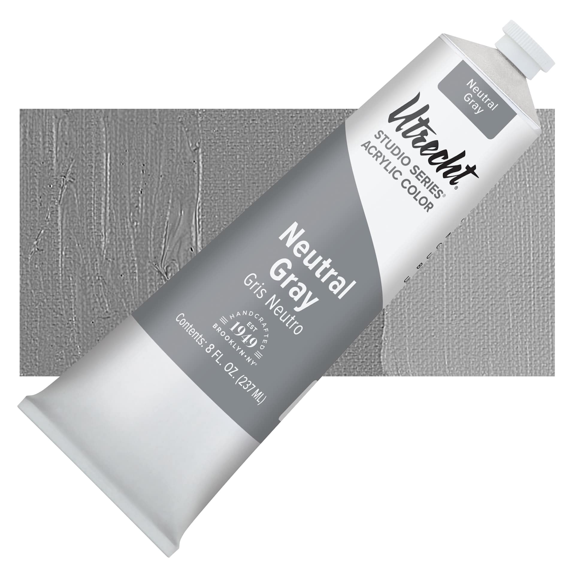 Utrecht Studio Series Acrylic Paint - Neutral Gray, 237 ml tube and swatch
