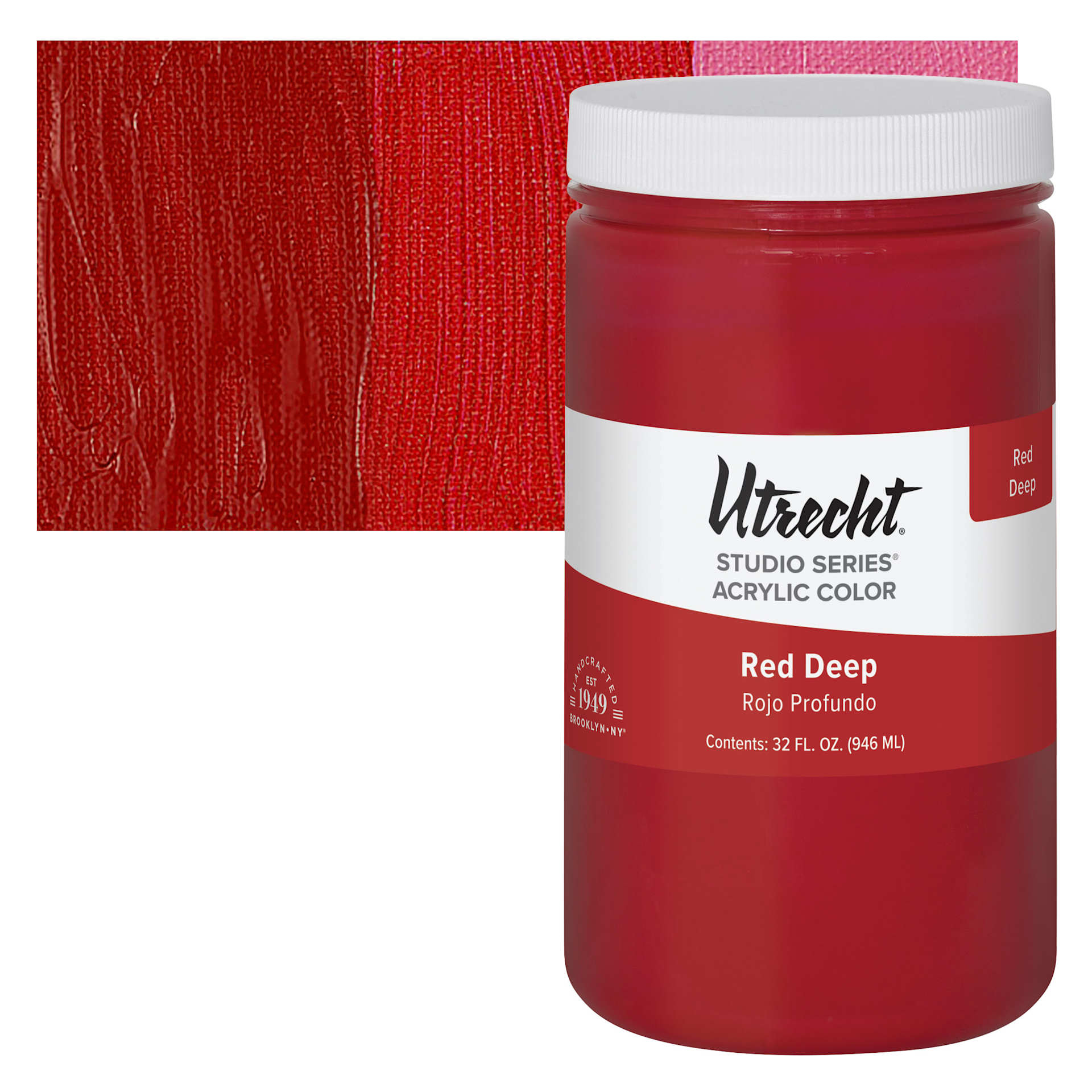 Utrecht Studio Series Acrylic Paint - Red Deep, Quart and swatch