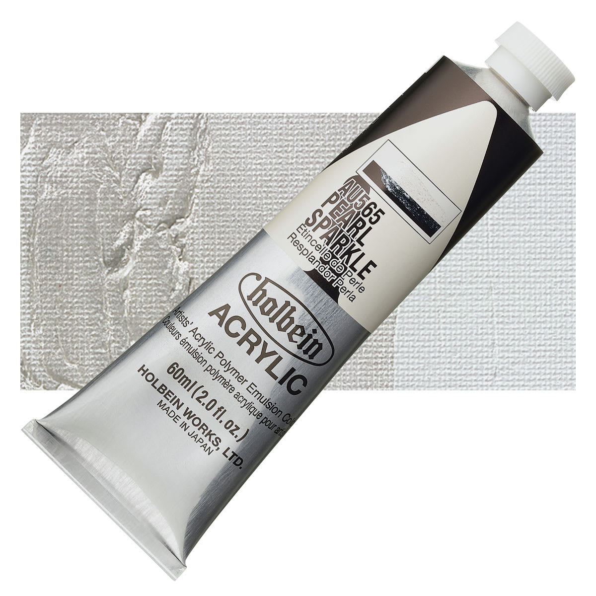 Holbein Heavy Body Artist Acrylic Paint - Pearl Sparkle, 60 ml tube and swatch