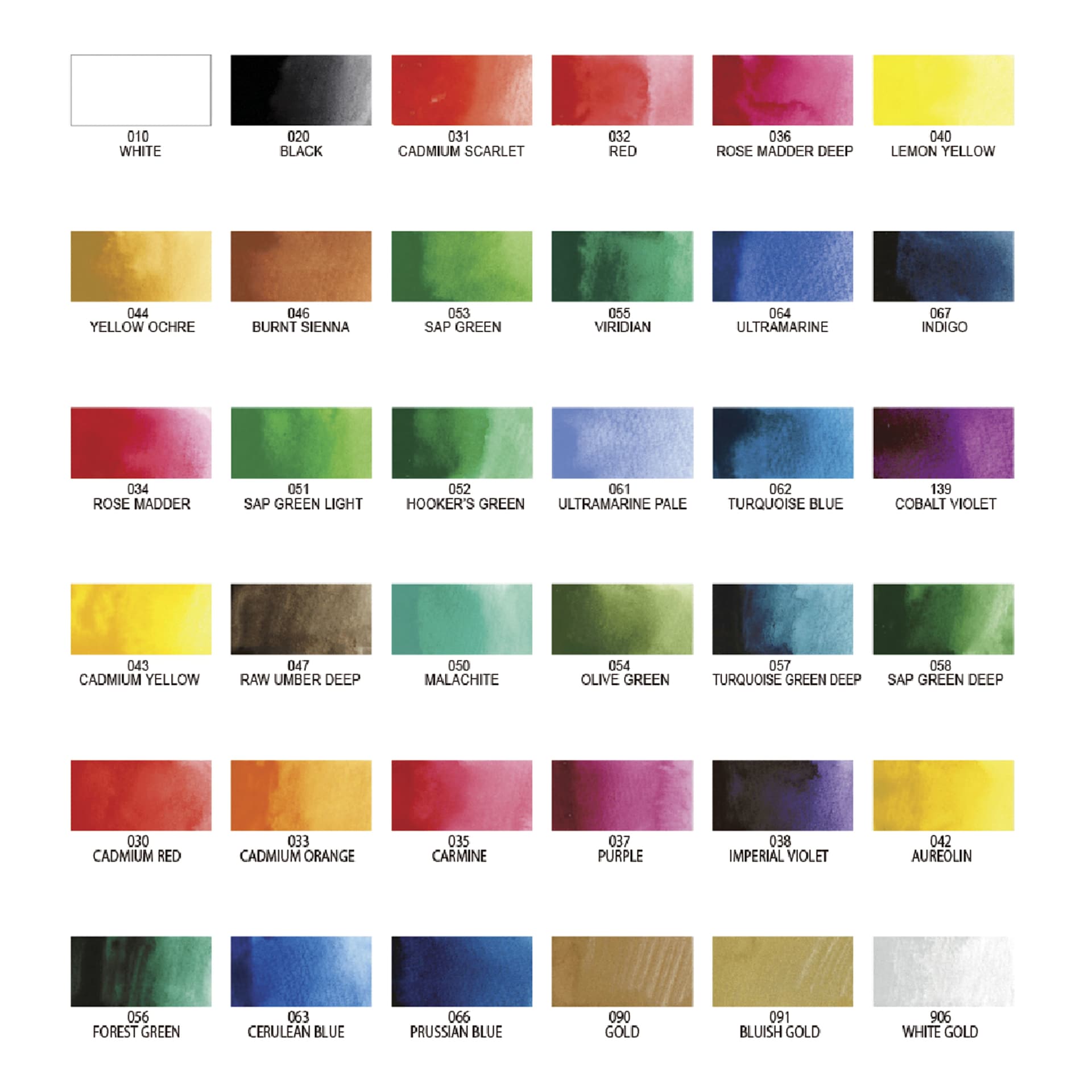 Kuretake Gansai Tambi Watercolor Pans - Set of 36, Assorted, swatches