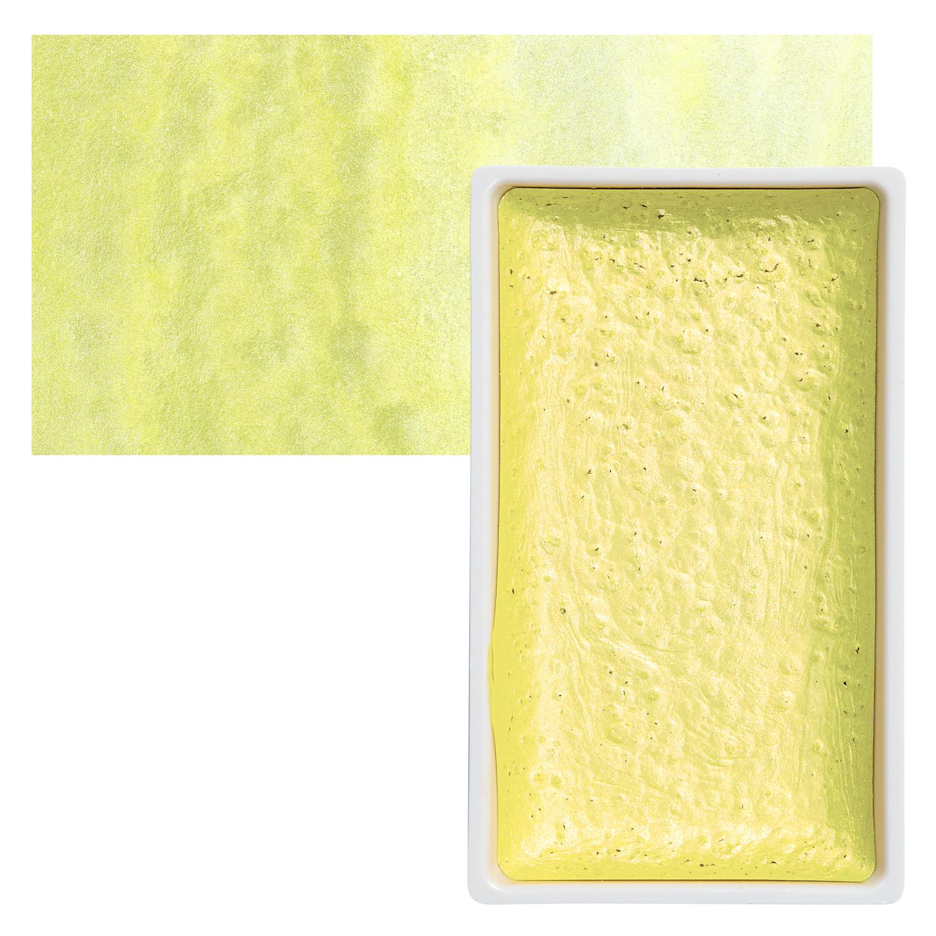 Kuretake Gansai Tambi Watercolor Pan - Pearl Lemon Yellow pan and swatch