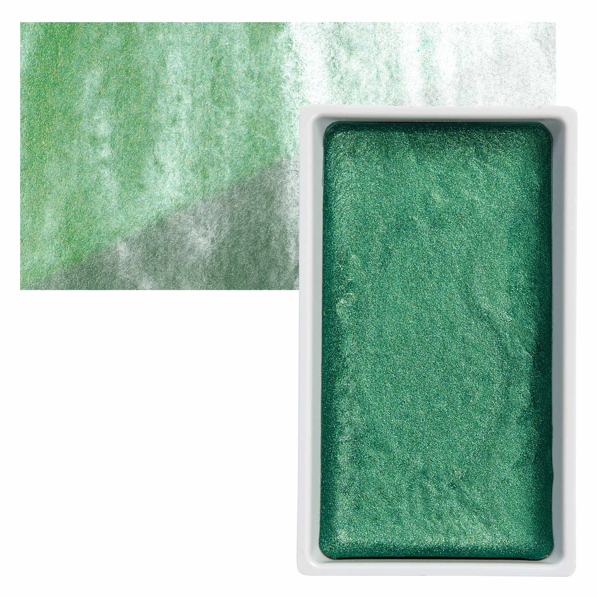 Kuretake Gansai Tambi Watercolor Pan - Gem Green pan and swatch