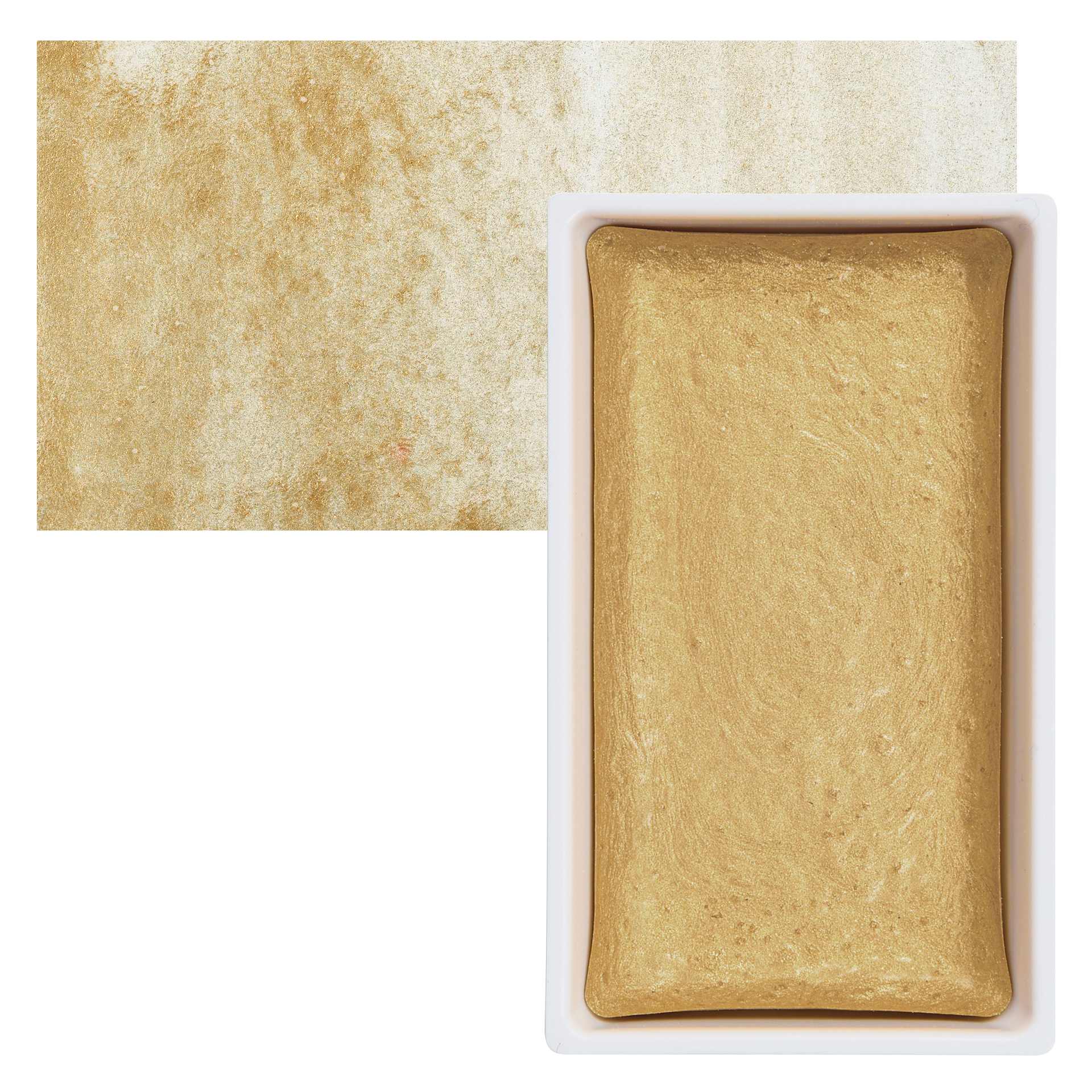 Kuretake Gansai Tambi Watercolor Pan - Blue Gold pan and swatch