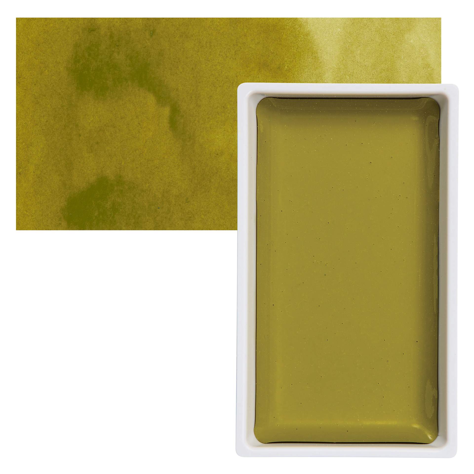 Kuretake Gansai Tambi Watercolor Pan - Green Gold pan and swatch