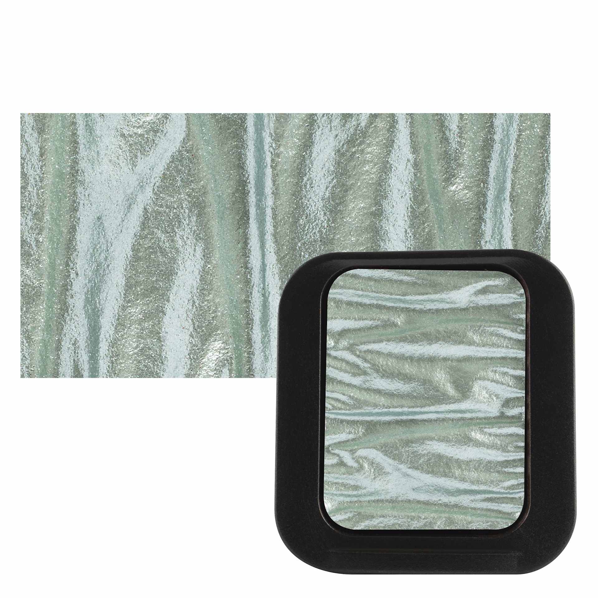 Finetec Artist Mica Watercolor - Mint pan and swatch