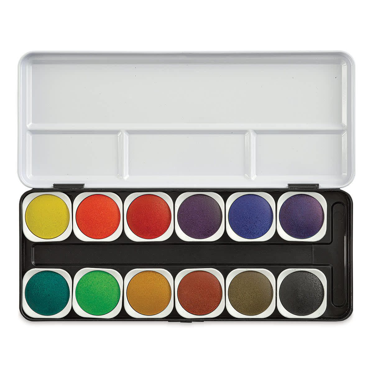 Finetec Transparent Watercolor Pan Set - Assorted Colors,  Set of 12 (Lid open)