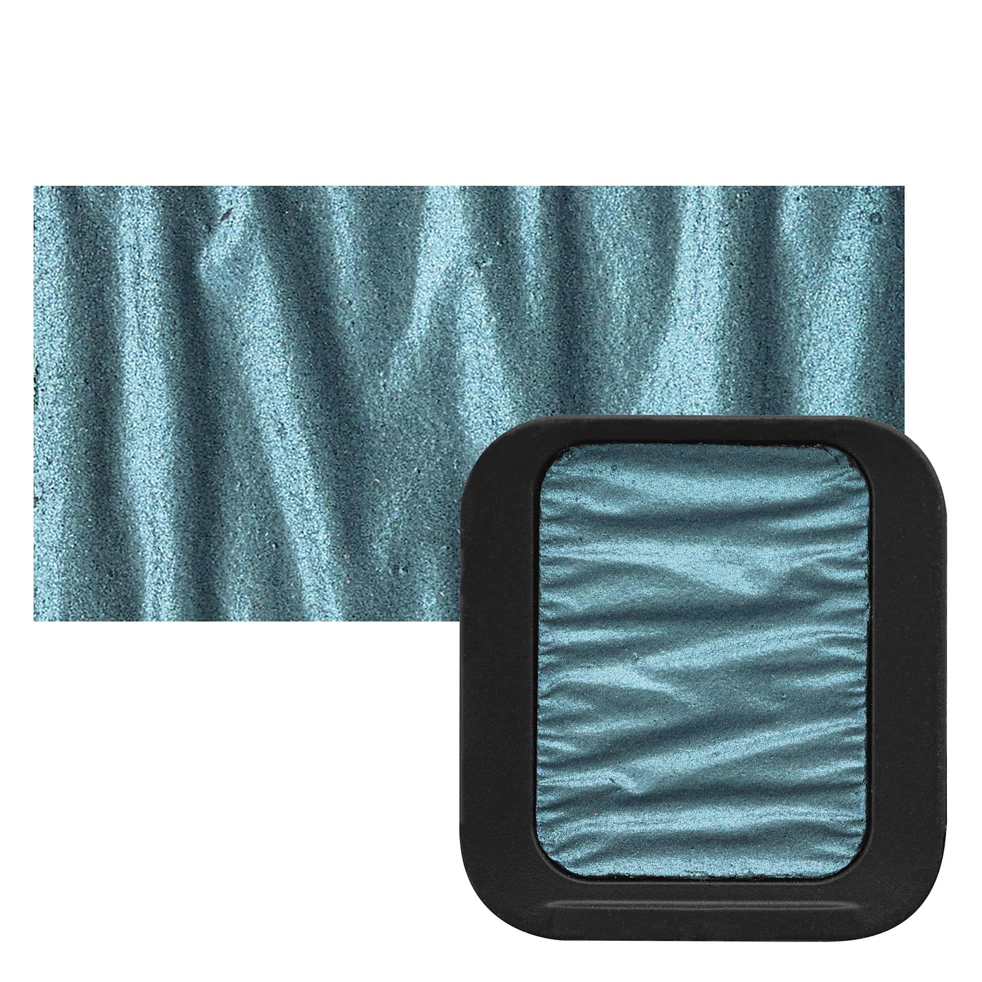 Finetec Artist Mica Watercolor - Dark Teal pan and swatch