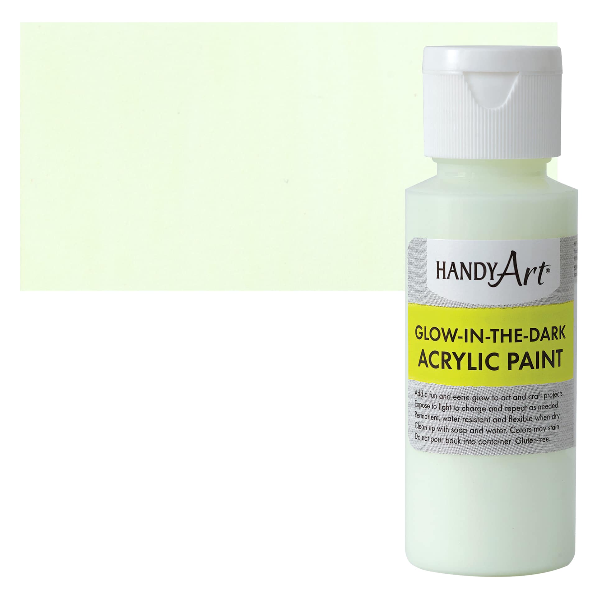 Handy Art Glow-in-the-Dark Paint - Clear - Bottle and Swatch