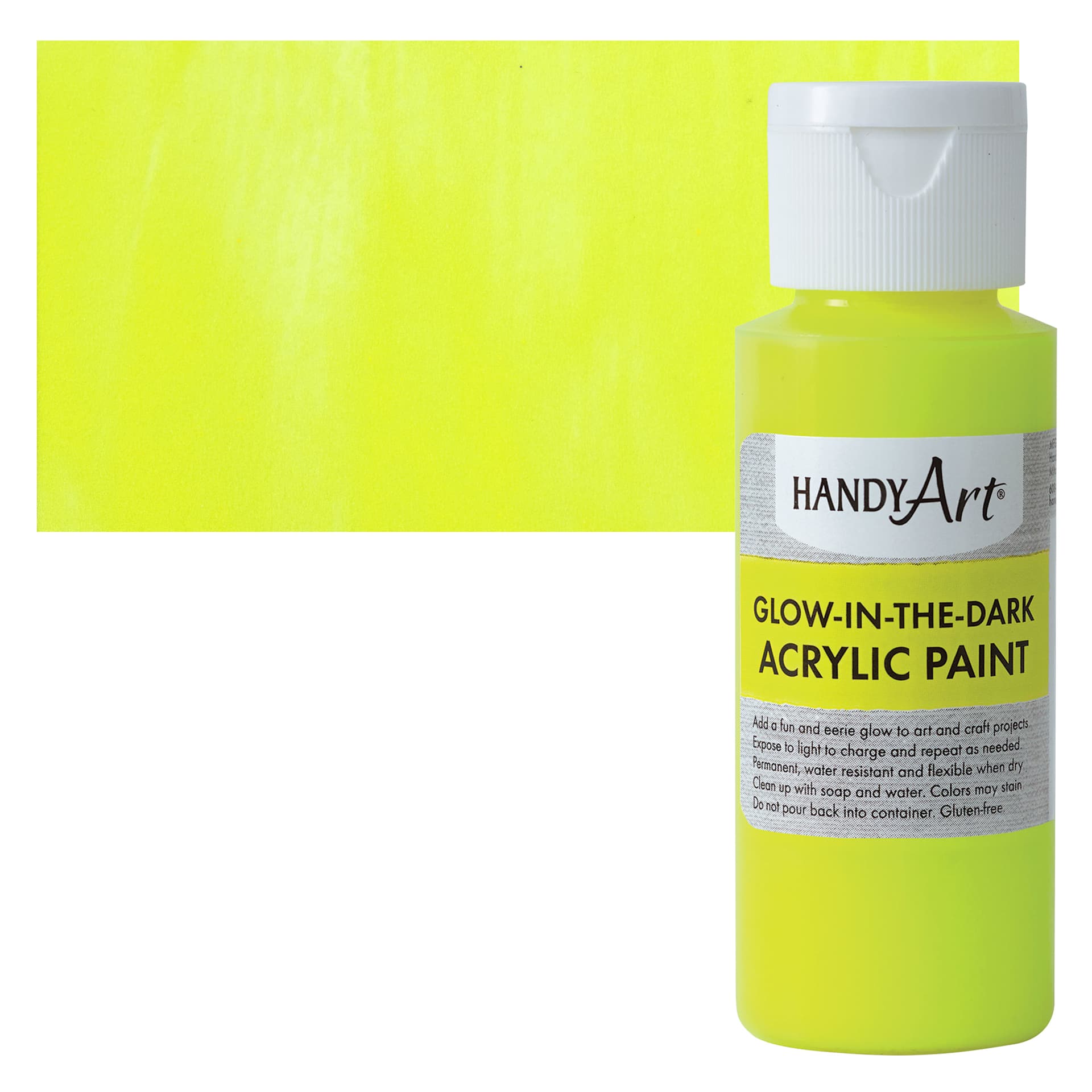 Handy Art Glow-in-the-Dark Paint - Yellow - Bottle and Swatch