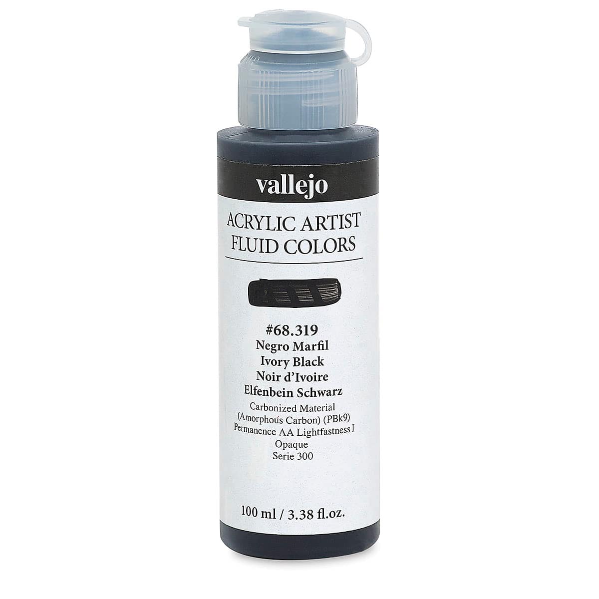 Vallejo Fluid Acrylic - Ivory Black, 100 ml