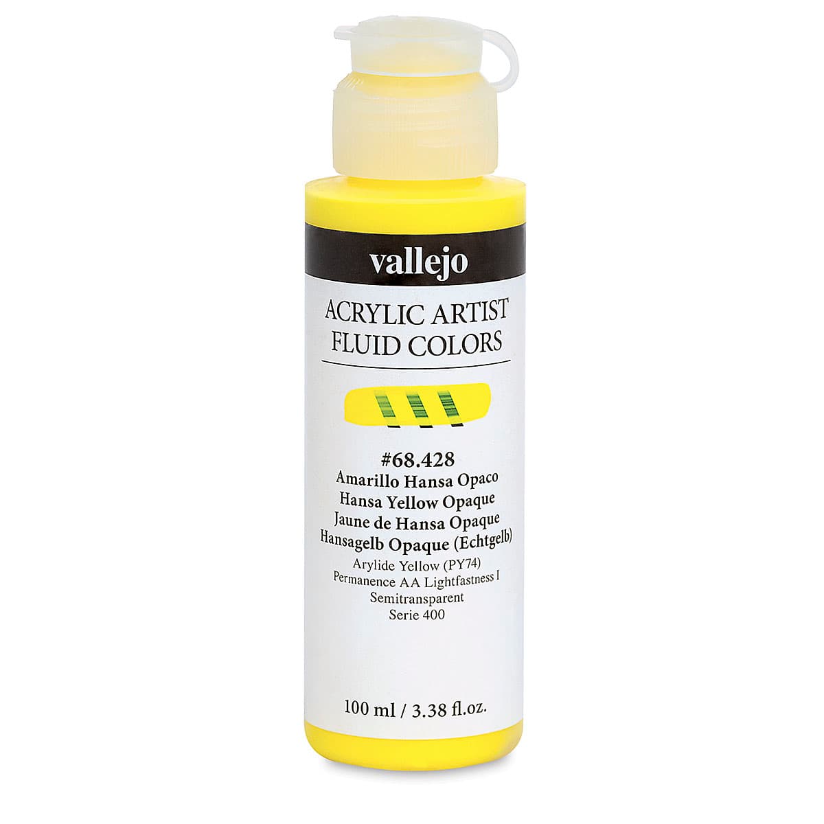 Vallejo Fluid Acrylic - Hansa Yellow Opaque, 100 ml
