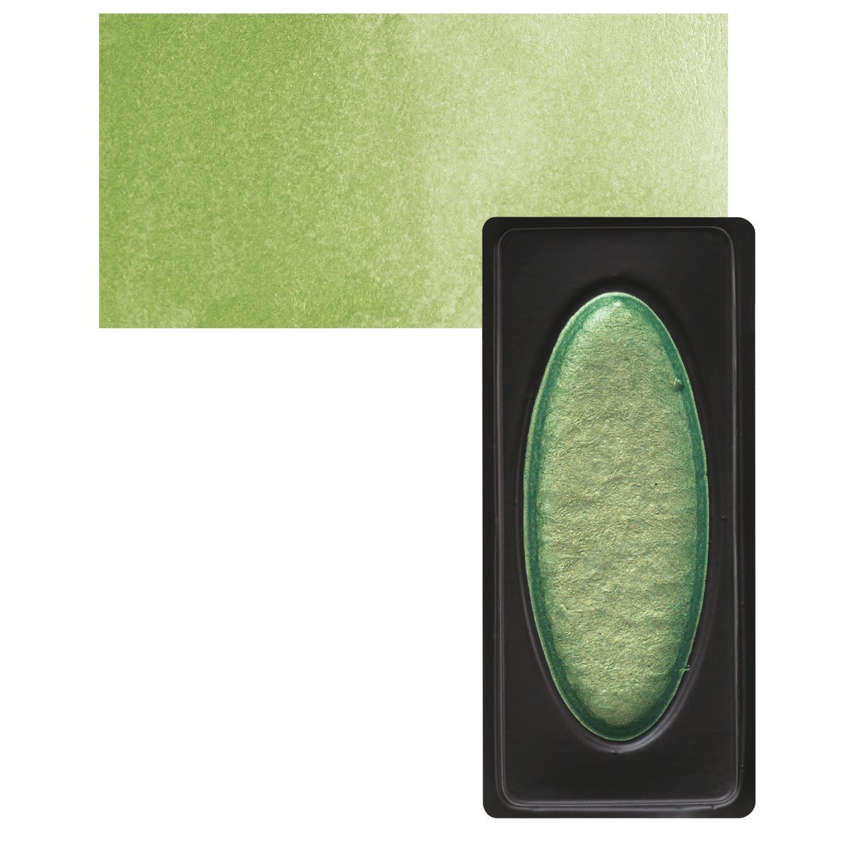 Richeson Collegiate Semi-Moist Metallic Watercolor - Green and swatch