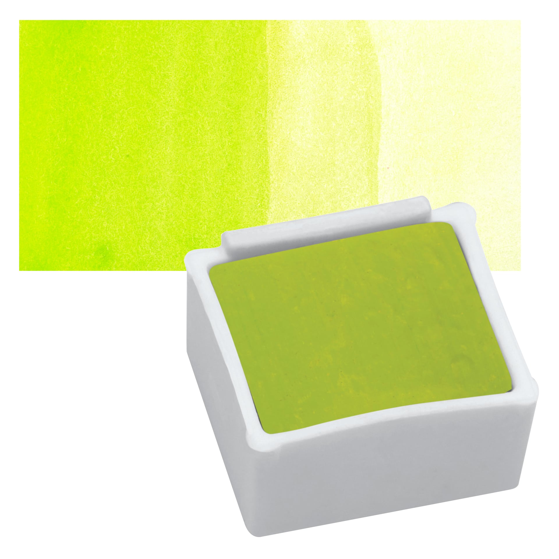 Derwent Inktense Paint Pan - Sherbet Lemon pan and swatch