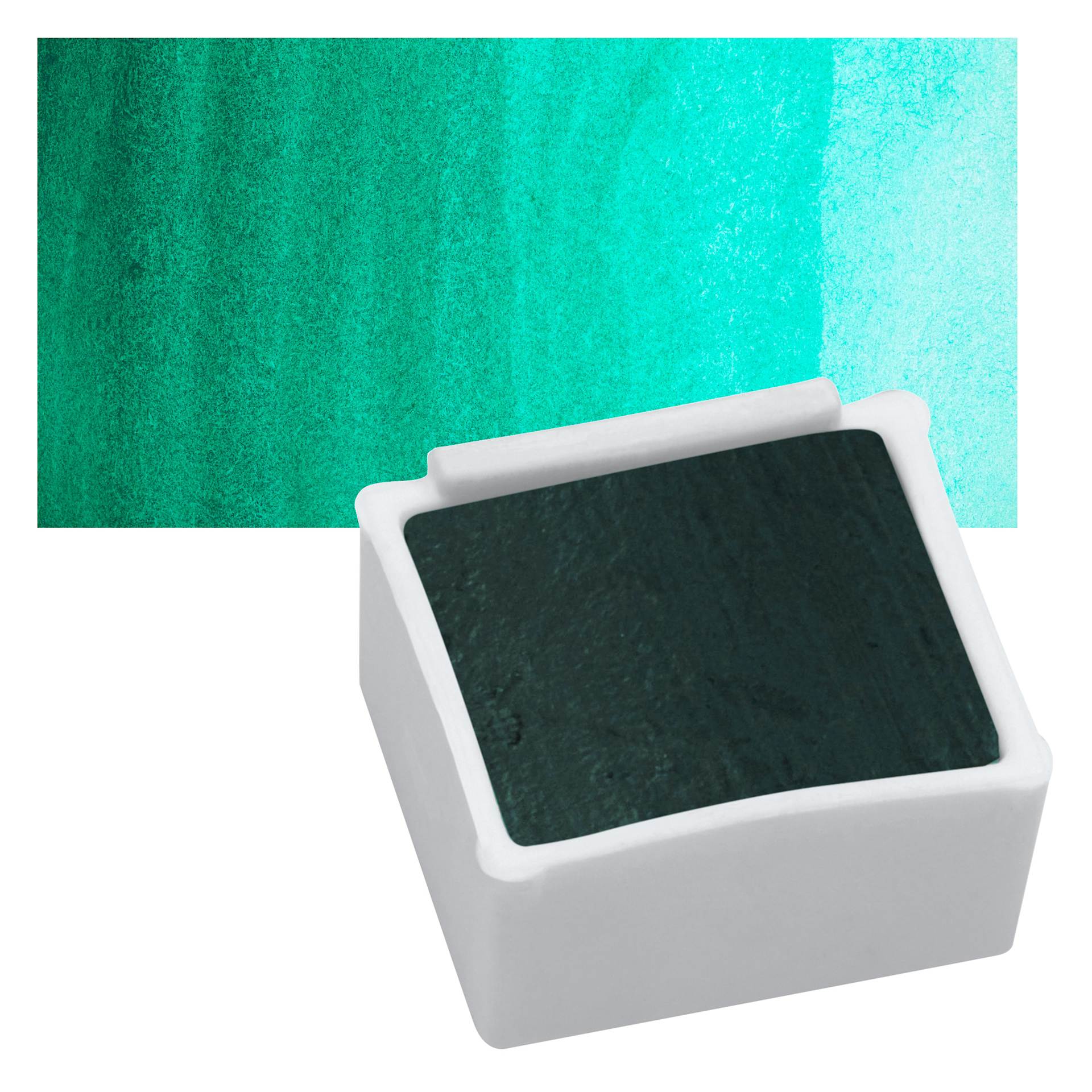 Derwent Inktense Paint Pan - Teal Green pan and swatch