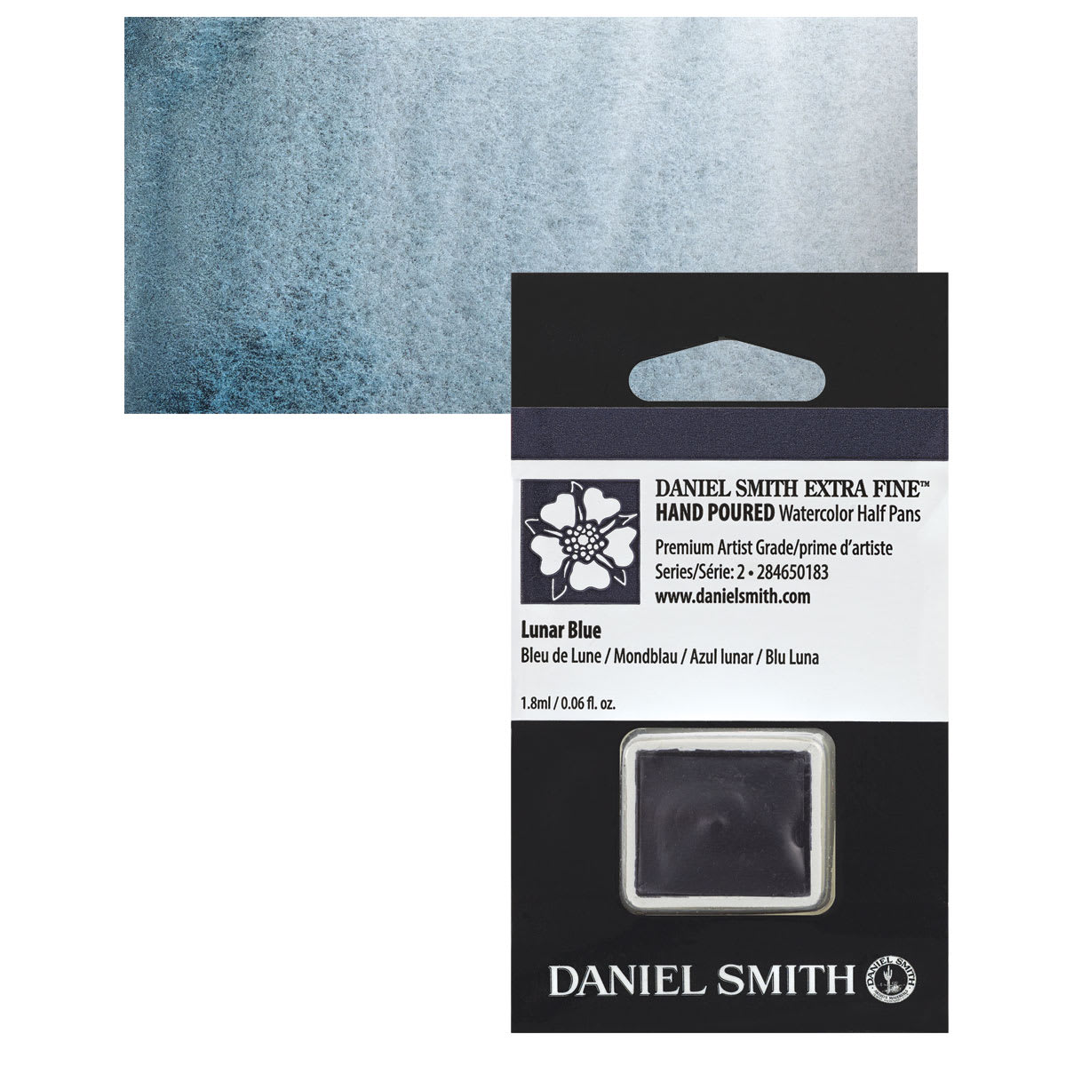 Daniel Smith Extra Fine Watercolor Half Pan - Lunar Blue and swatch