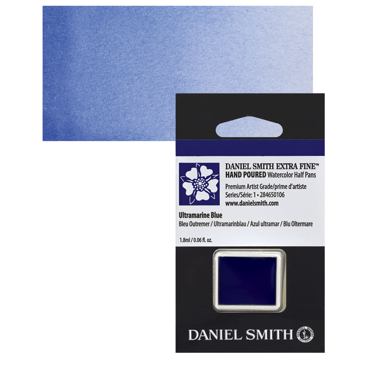 Daniel Smith Extra Fine Watercolor Half Pan - Ultramarine Blue and swatch