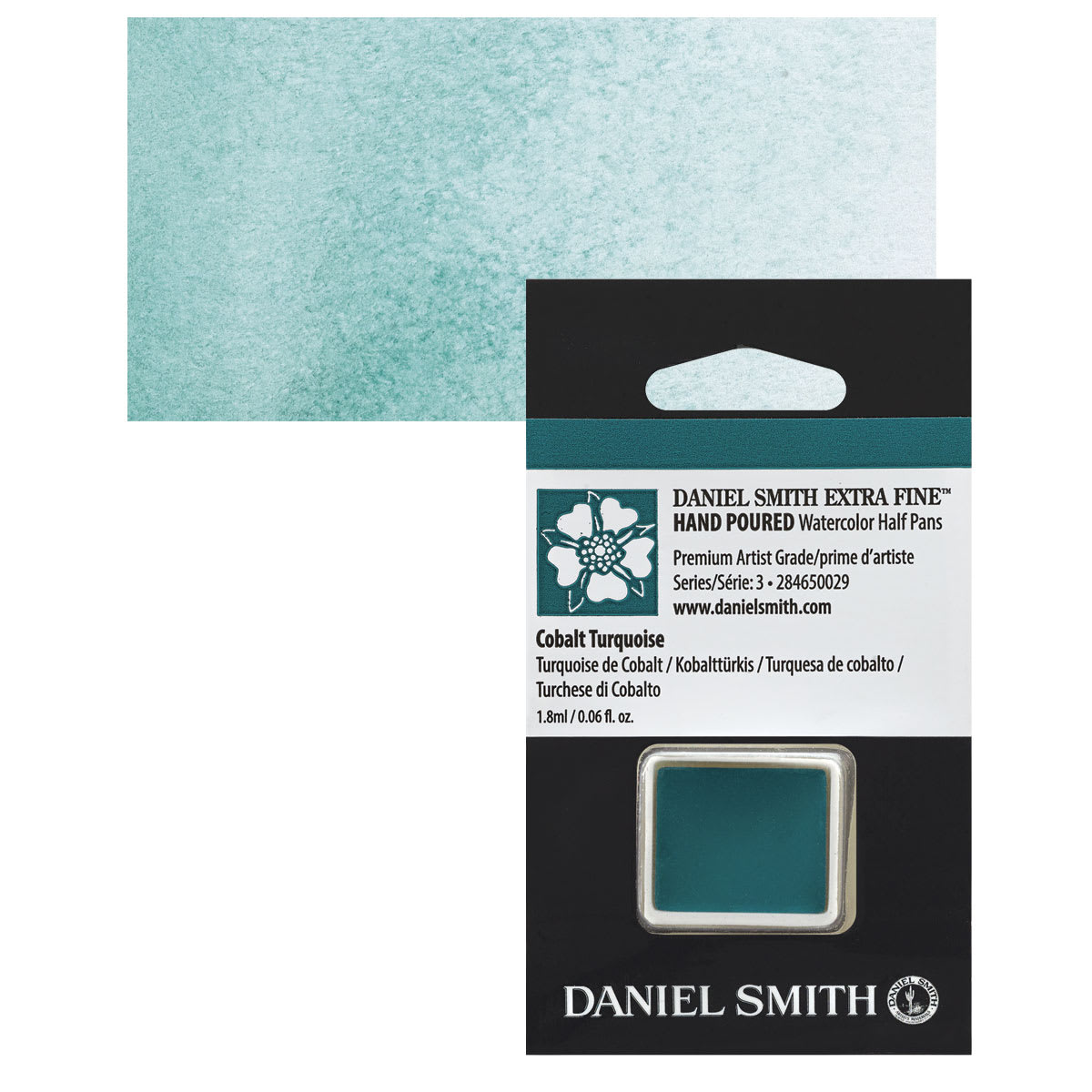 Daniel Smith Extra Fine Watercolor Half Pan - Cobalt Turquoise and swatch