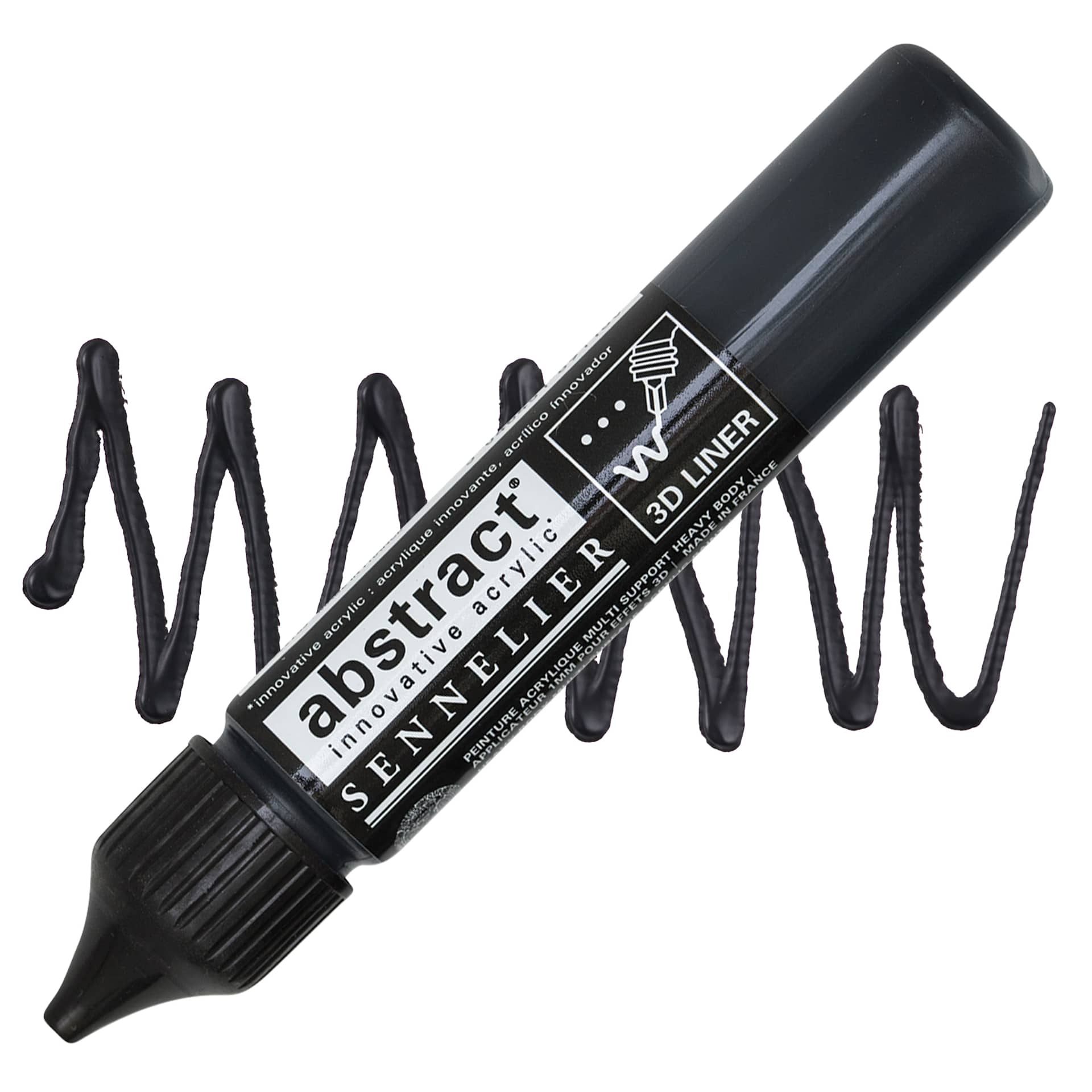 Sennelier Abstract 3D Liner - Mars Black, 27 ml bottle and swatch