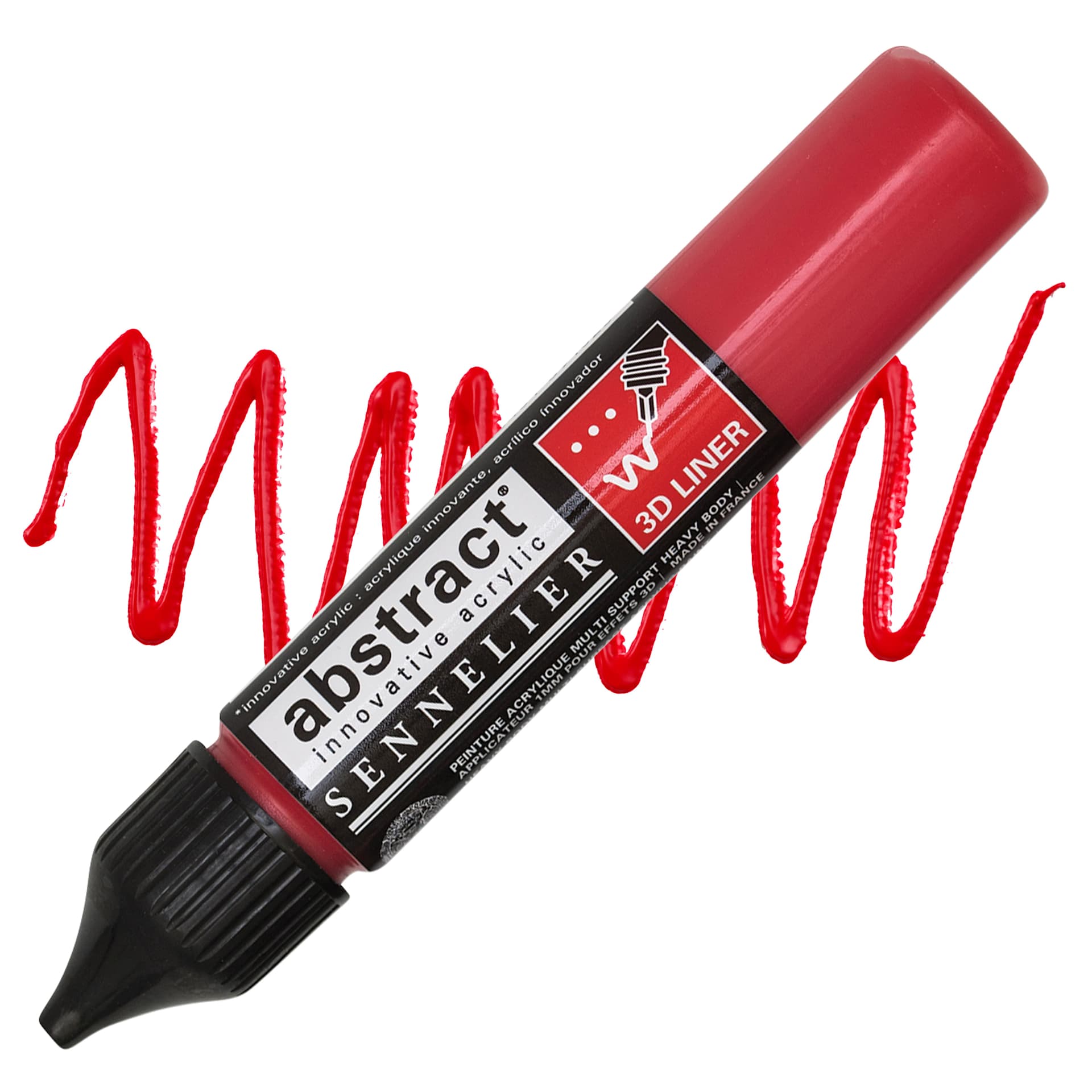 Sennelier Abstract 3D Liner - Cadmium Red Light Hue, 27 ml bottle and swatch
