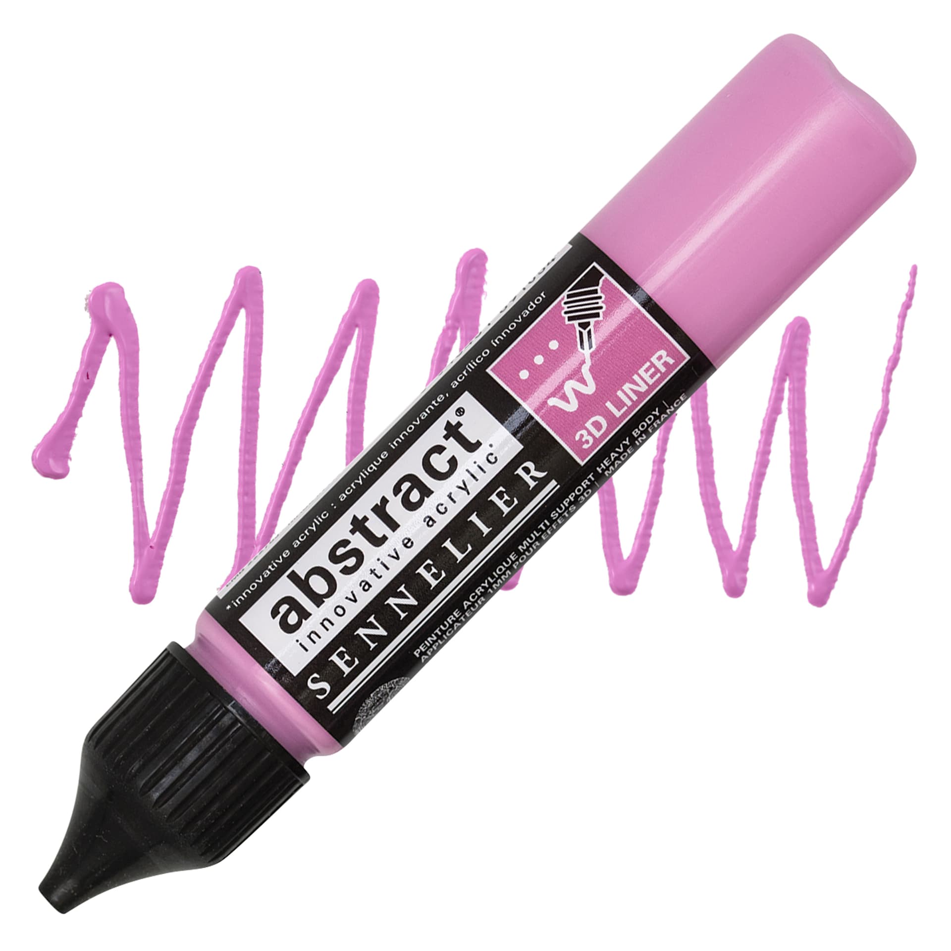 Sennelier Abstract 3D Liner - Quinacridone Pink, 27 ml bottle and swatch Sennelier Abstract 3D Liner - Quinacridone Pink, 27 ml bottle and swatch