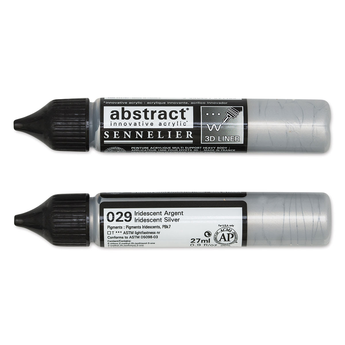 Sennelier Abstract 3D Liners - Front and Back of Black Liner bottle shown horizontally Sennelier Abstract 3D Liners - Front and Back of Black Liner bottle shown horizontally