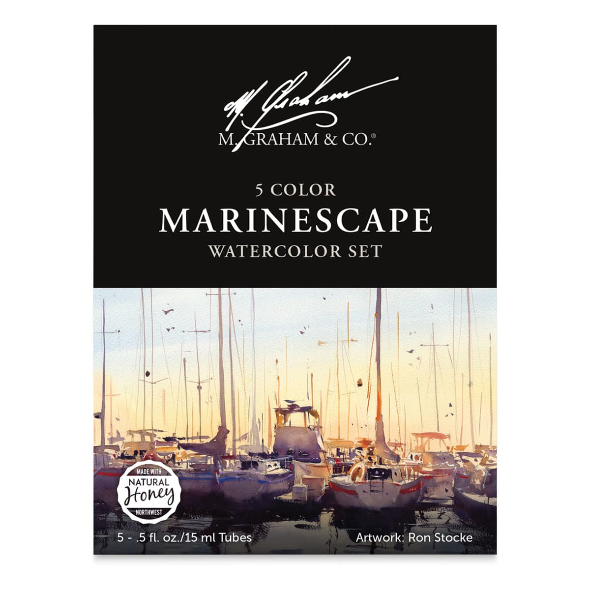 M. Graham Artists' Watercolor Set - Marinescape Set of 5, 15 ml tubes (Front of packaging)